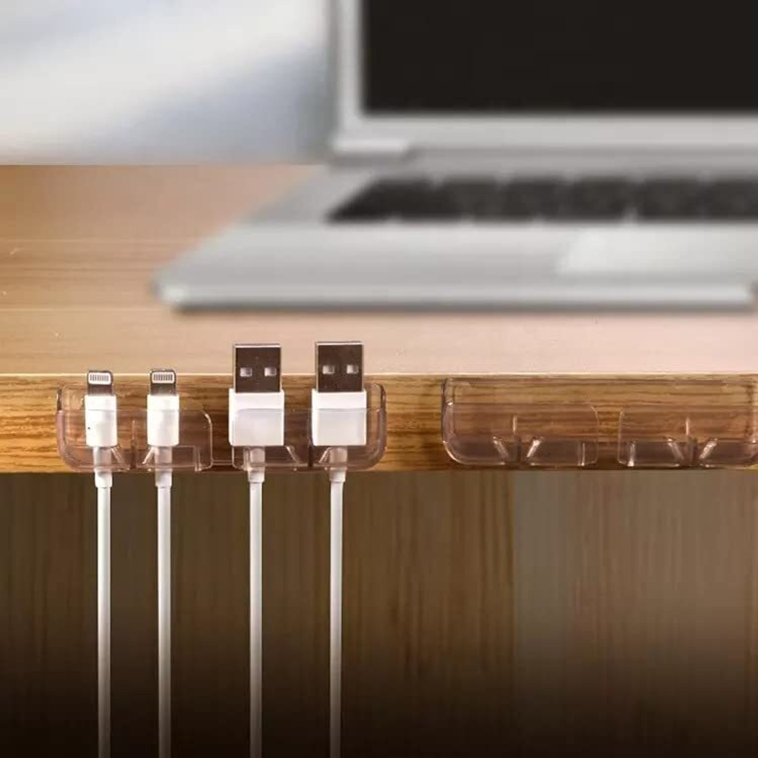 Image of RERAT Multi-Function Desktop Cable Organizer Clips & Phone Stand - 3 Pcs Self-Adhesive Cable Protector