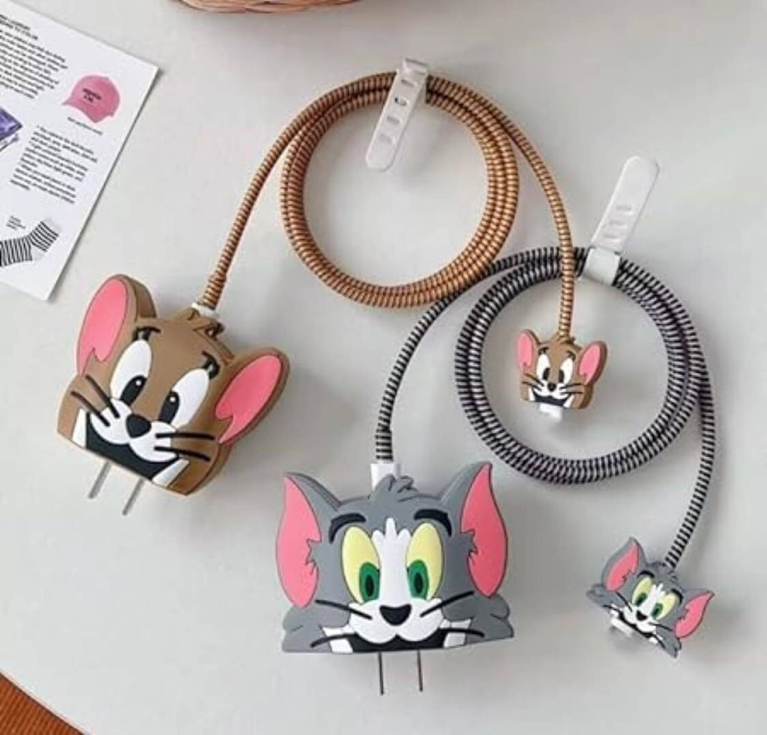 Webilla 2-Pack iPhone Charger Cover with 3D TOM & Jerry Pack of 2
