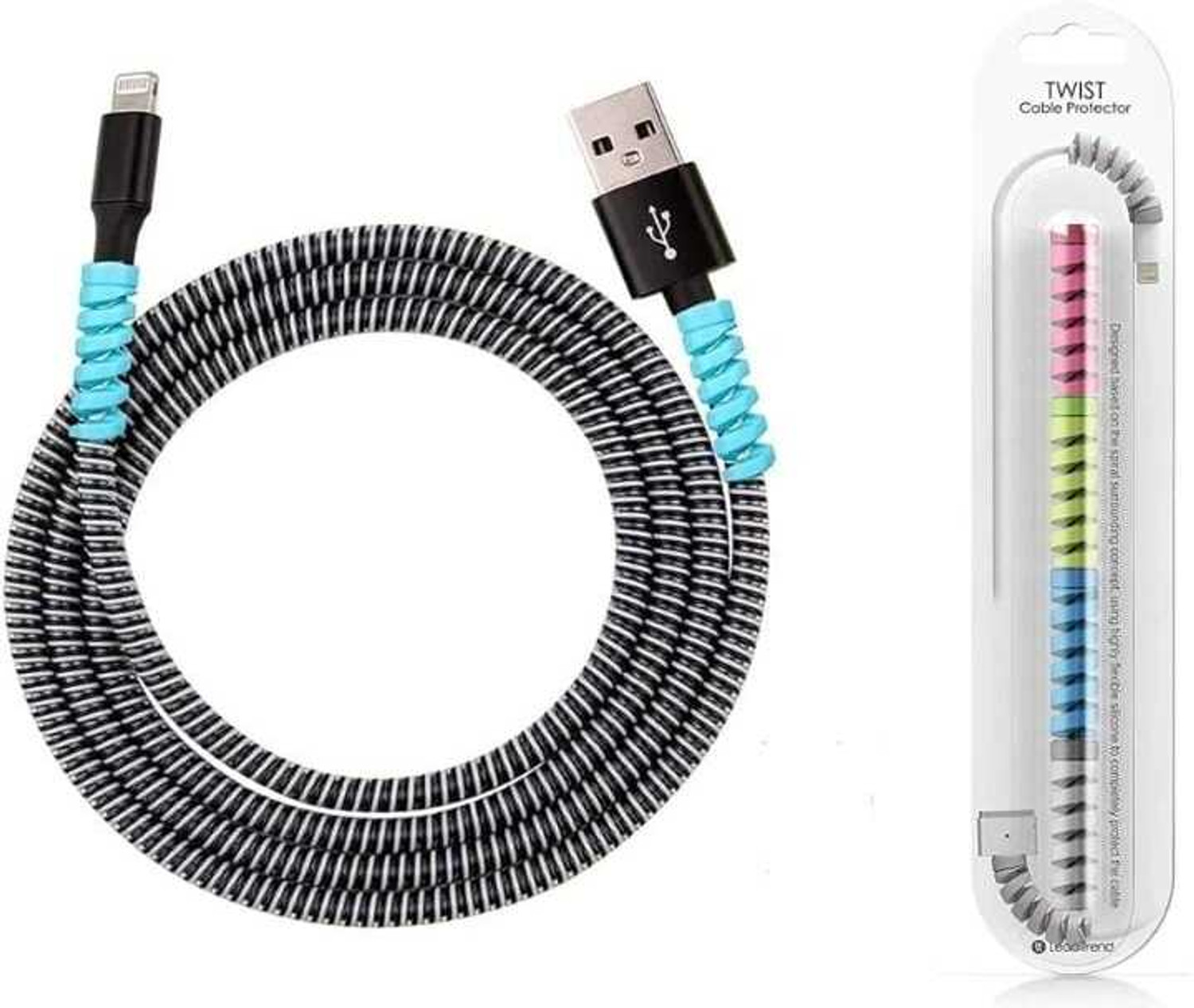 Image of VELORA (4pcs) with Spiral Triple Color 1.6 Mtr (3pc) Cable Protector