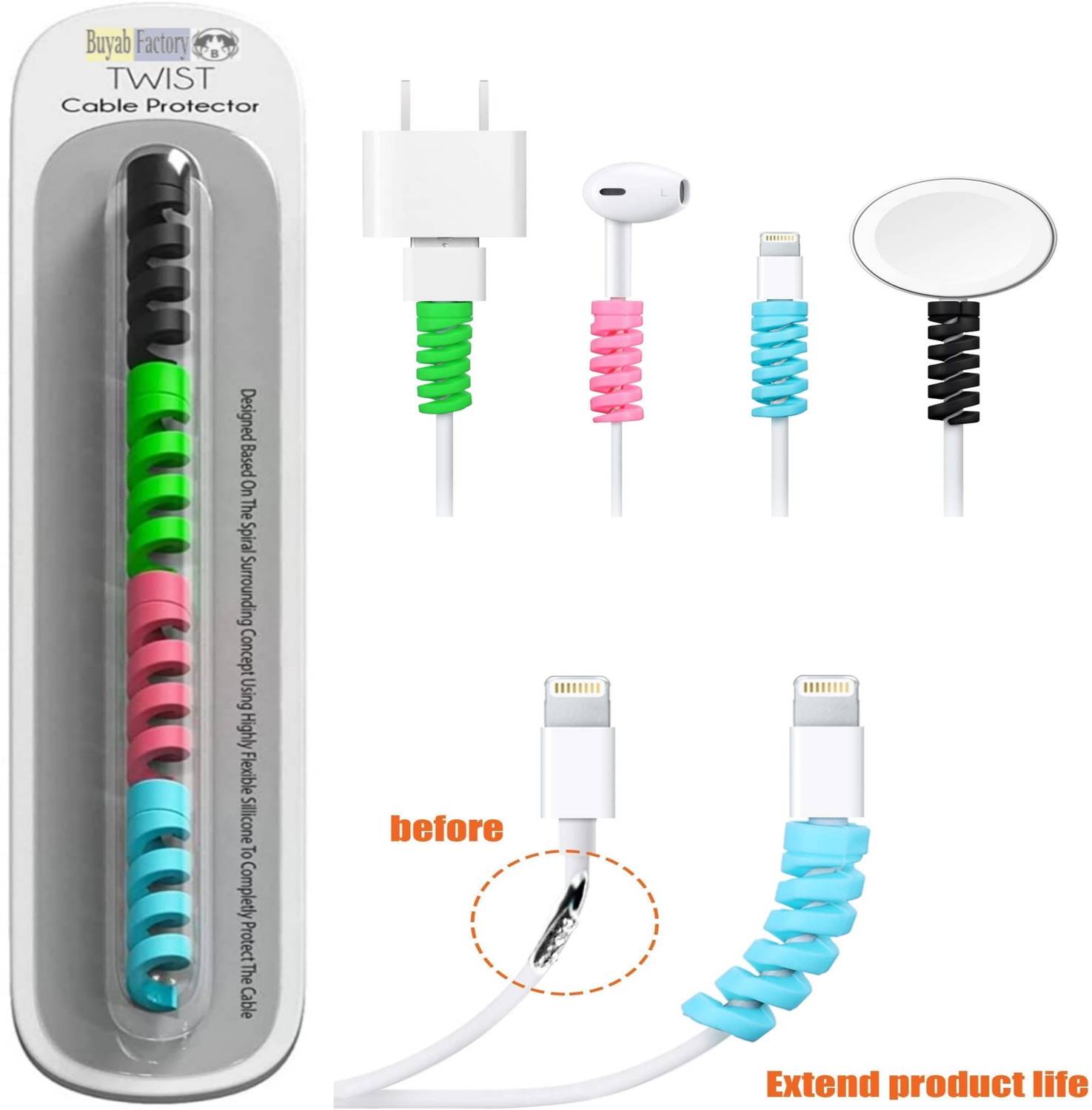Buyab factory Spiral Charger Cable Protectors Cable Protector