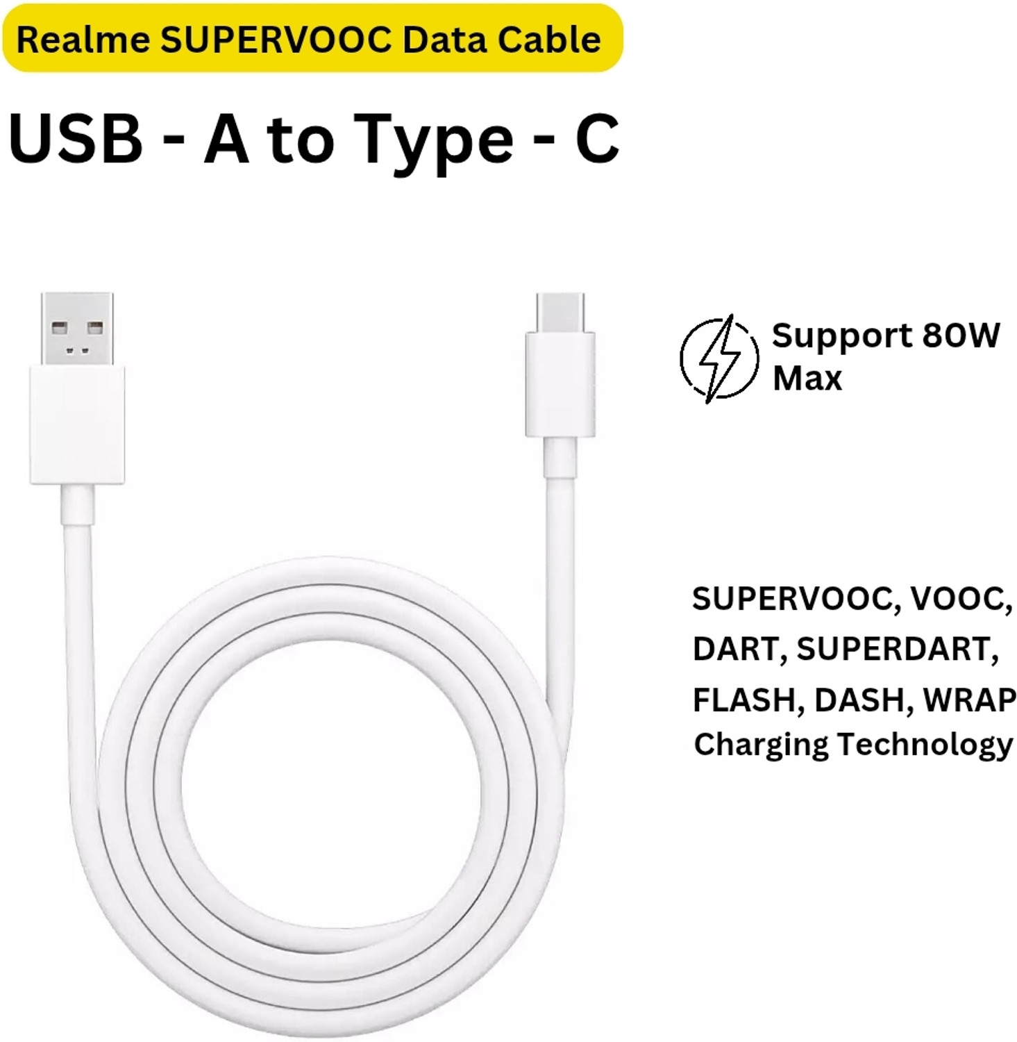 Image of realme DL129 USB-A to Type-C | 8A SUPERVOOC /VOOC Data Cable Power Meter for Cables
