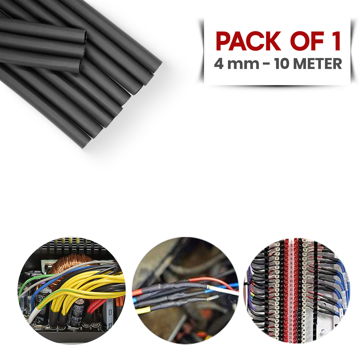 Image of JUKR 4 mm 10 Meter Polyolefin Tubes Projects Electrical Wire Repair Wire Joint Sleeve Heat Shrink Cable Sleeve