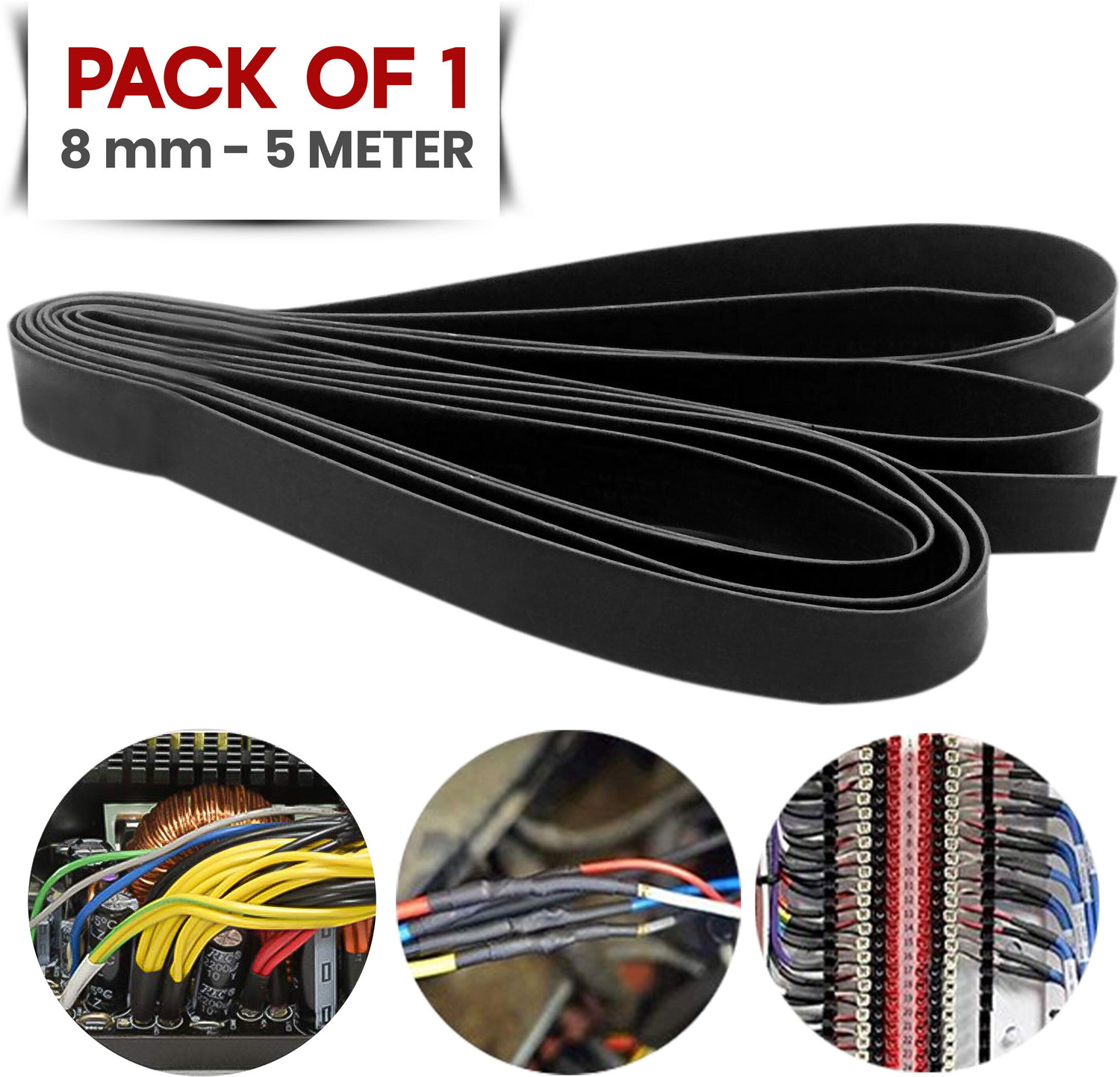 Image of JUKR 8 mm 5 Mtr Polyolefin Tubes Electrical Cable Protection Wire Joint Wrap Tube Heat Shrink Cable Sleeve