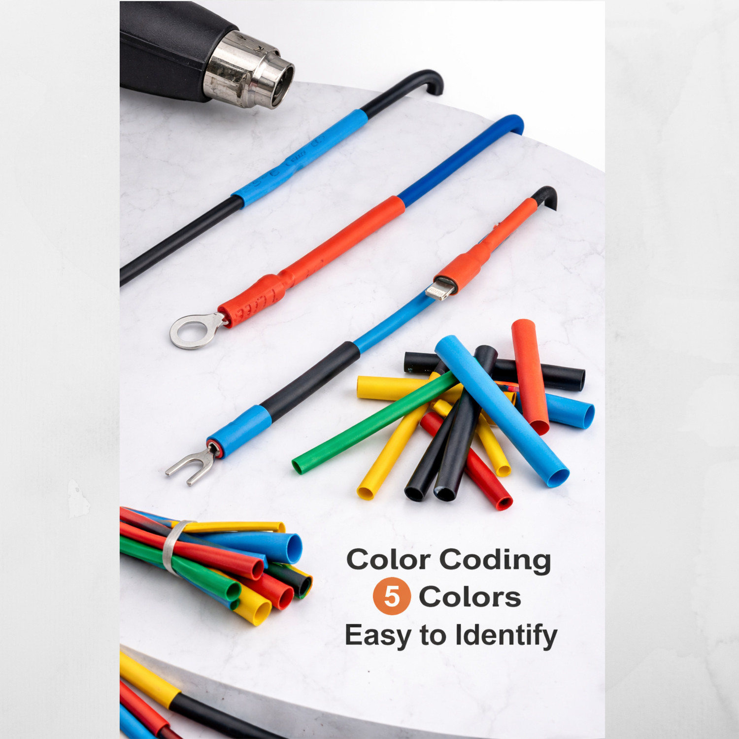 Image of KRUNiQ Heat Shrink Tube Set - 560pcs Sleeving Wrap Cable Wire Kit with Storage Box Heat Shrink Cable Sleeve