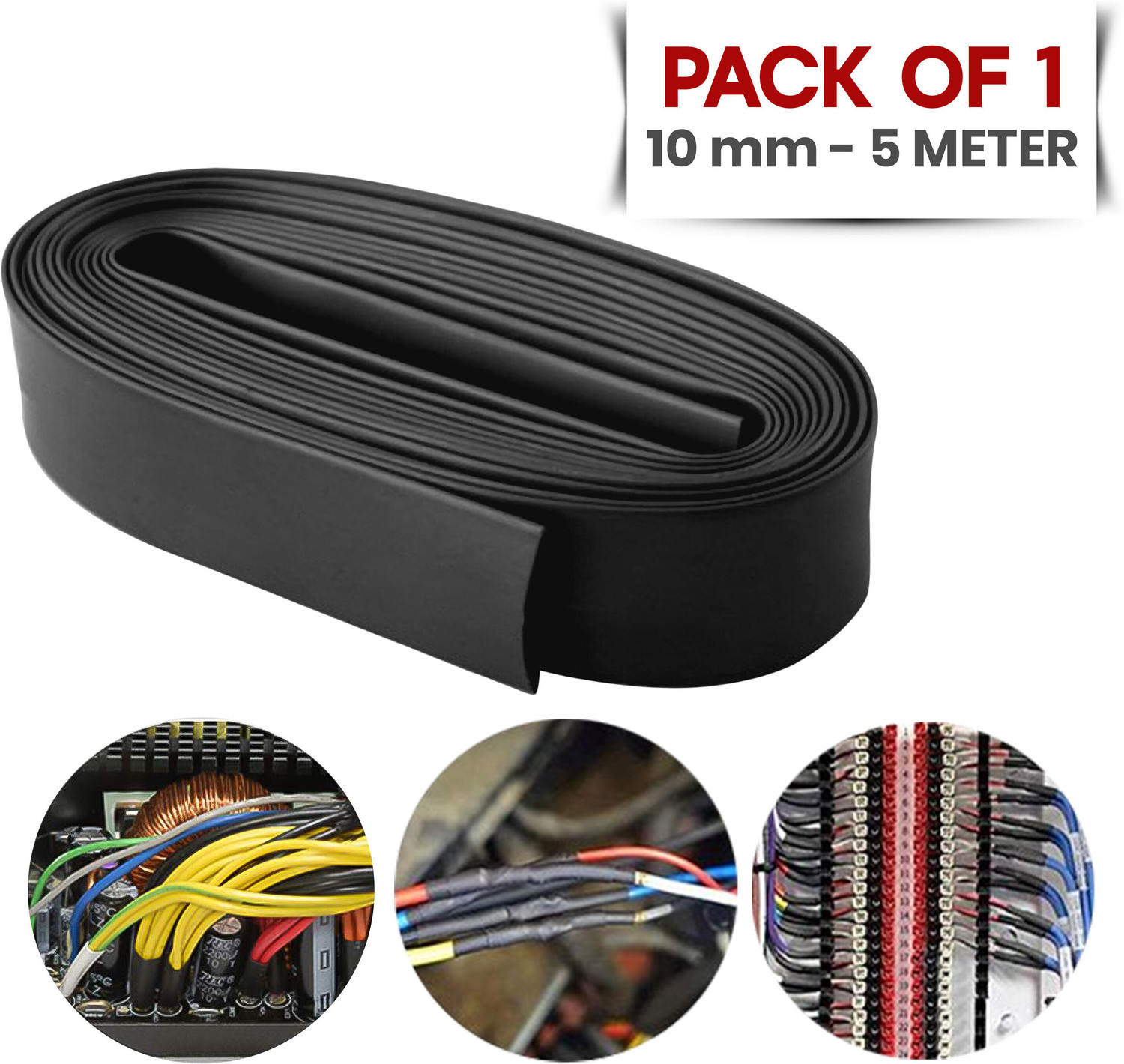 Image of JUKR 10 mm 5 MTR Polyolefin Tubes DIY USB HDMI Charger Headphone Wire Repair Wrap Heat Shrink Cable Sleeve