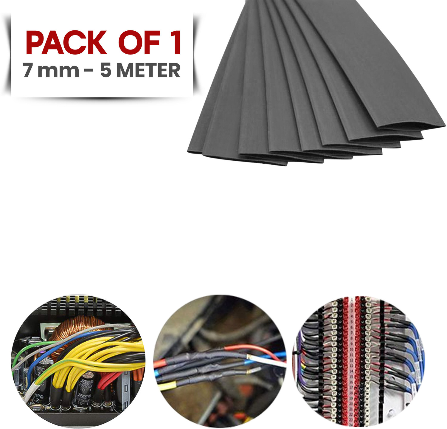 Image of JUKR 7 mm 5 MTR Polyolefin Tubes Electrical Wire Covering Heat Shrinking Wrap Tube Heat Shrink Cable Sleeve