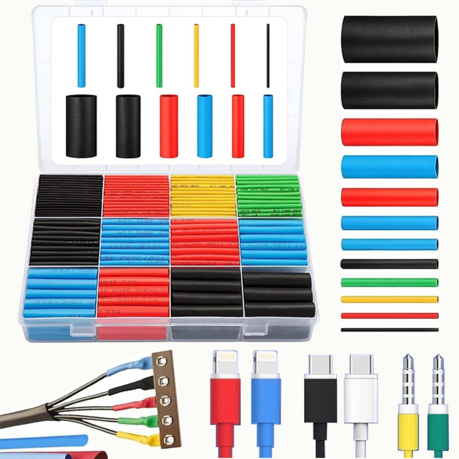 Bellox 560Pieces Heat Shrink Tubing Heat Shrink Cable Sleeve