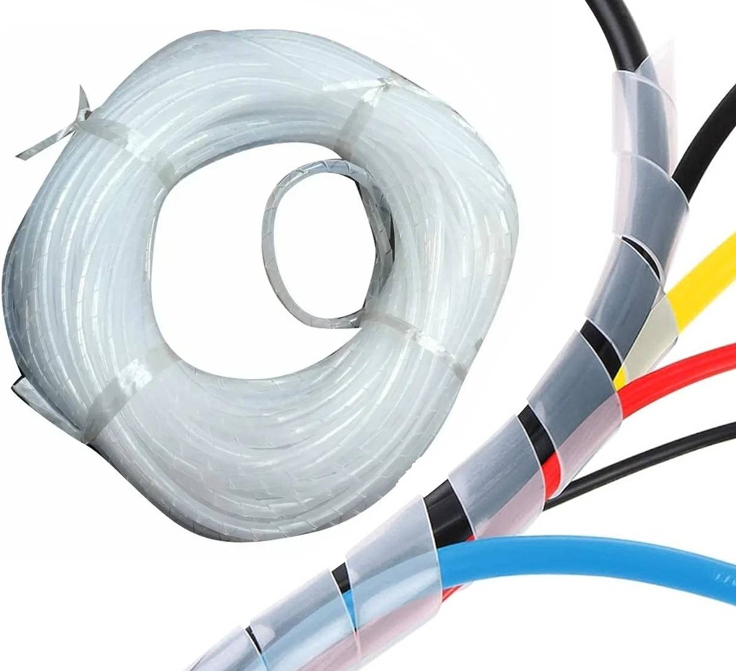 BALRAMA Power Sharing Cable 25 m Transparent White Insulation PVC Spiral Cable Wrapping Sleeve Band Wire Harness