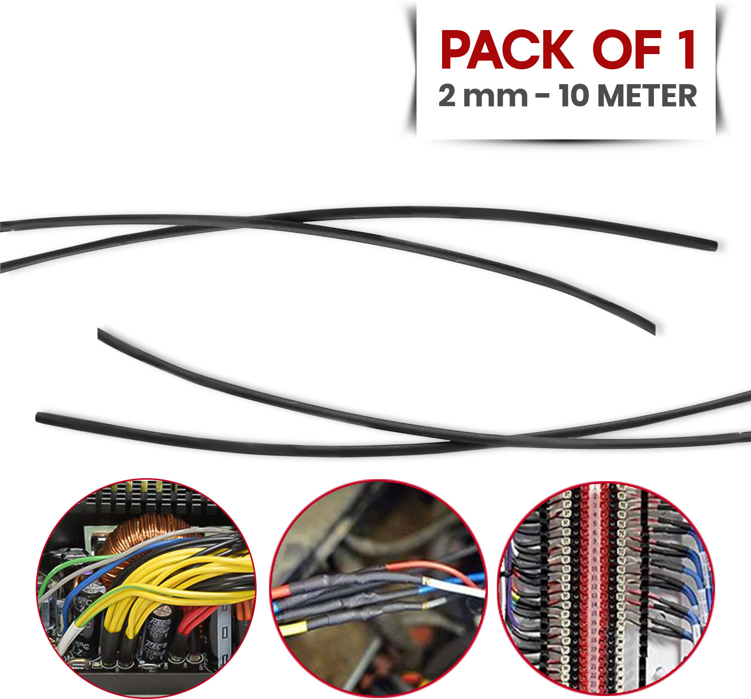 Image of JUKR 2 mm 10 MTR Polyolefin Tubes Projects Electrical Wire Joint Cable Repair Tube Heat Shrink Cable Sleeve