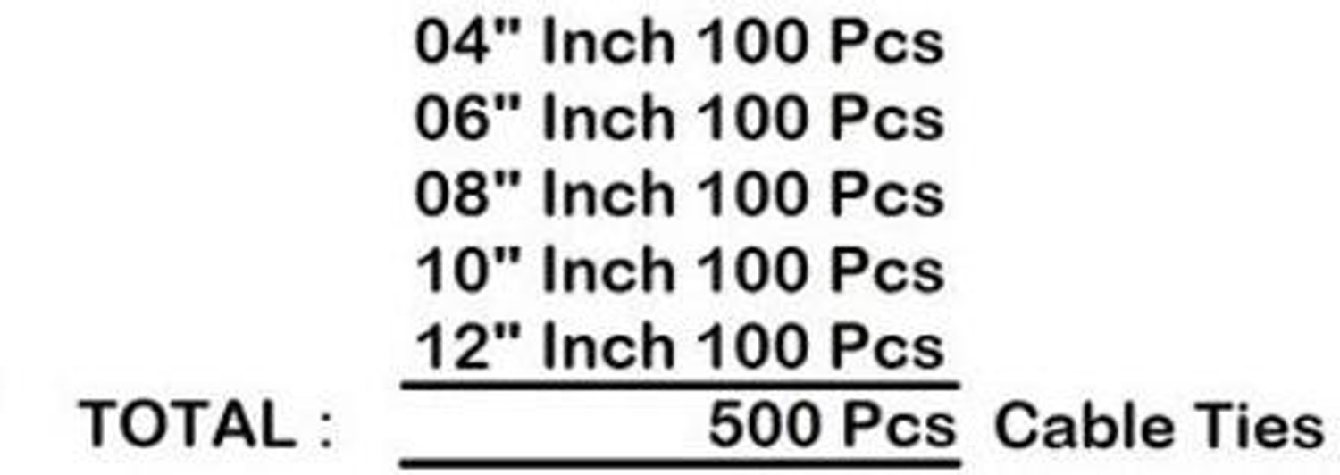Image of RRP 4 inch,6 inch,8 inch,10 inch,12 inch INCH (Each 100 Pcs) COMBO PACK Nylon Flexible Straps Cable Tie