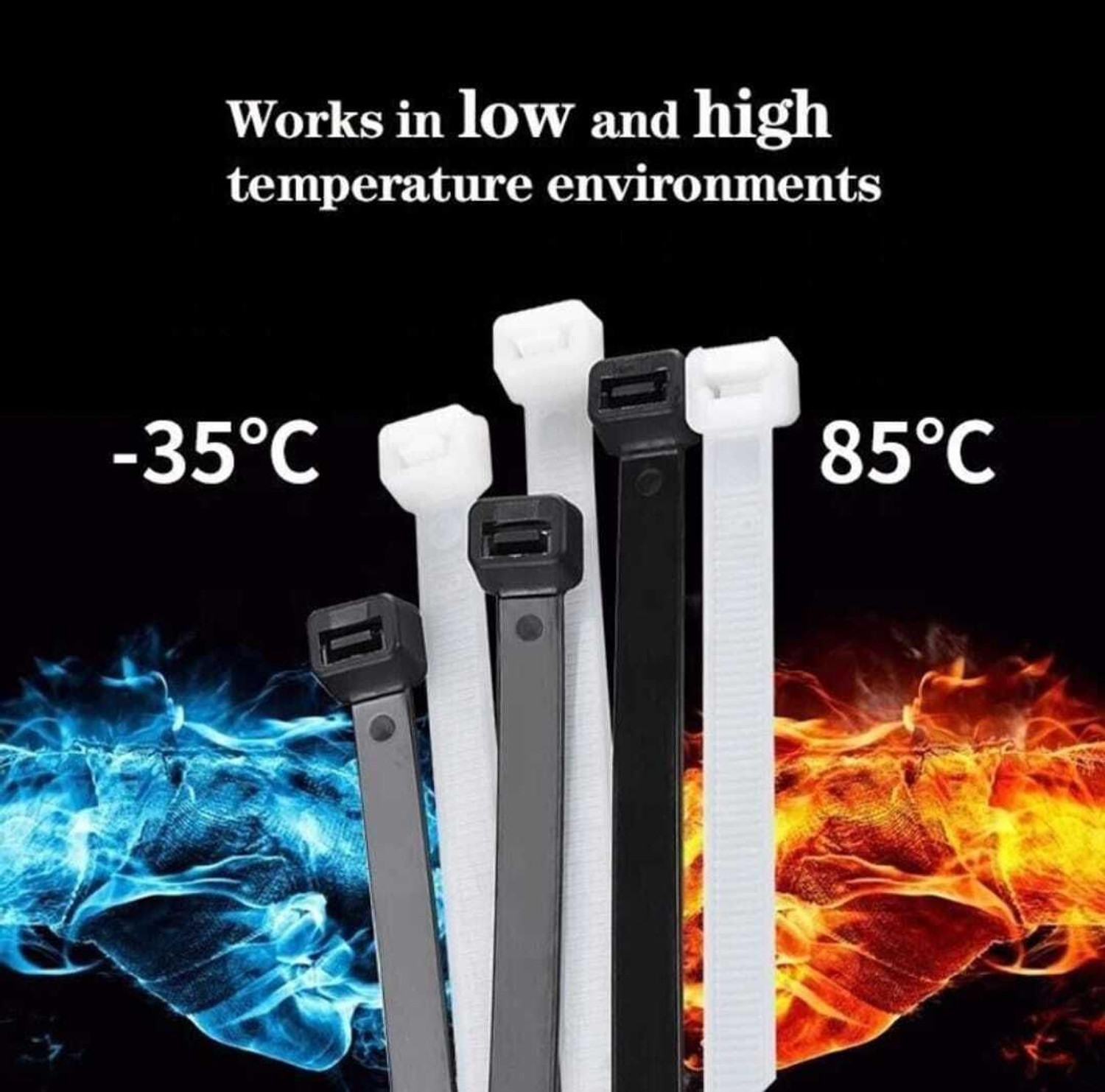 Image of MANDC 300 Pcs, 8 inch+10 inch+12 inch Inch Combo Self Locking Nylon Cable Ties, UV Protected Nylon Flexible Straps Cable Tie