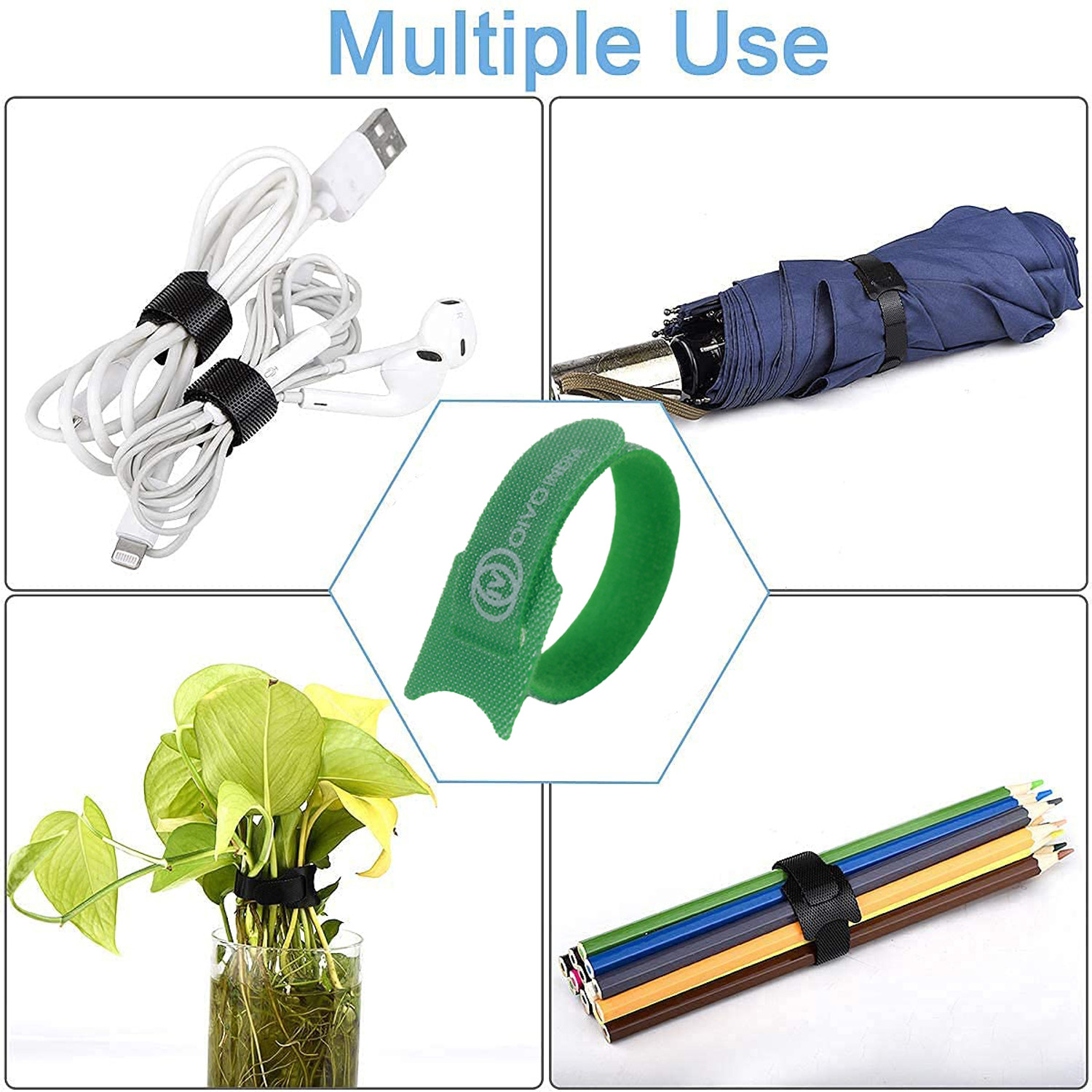 Image of OIVO INDIA 100 Piece Cable Organizer-Wire /Cord Holder Management Strap - Reusable Hook Tape Nylon Hook & Loop Cable Tie