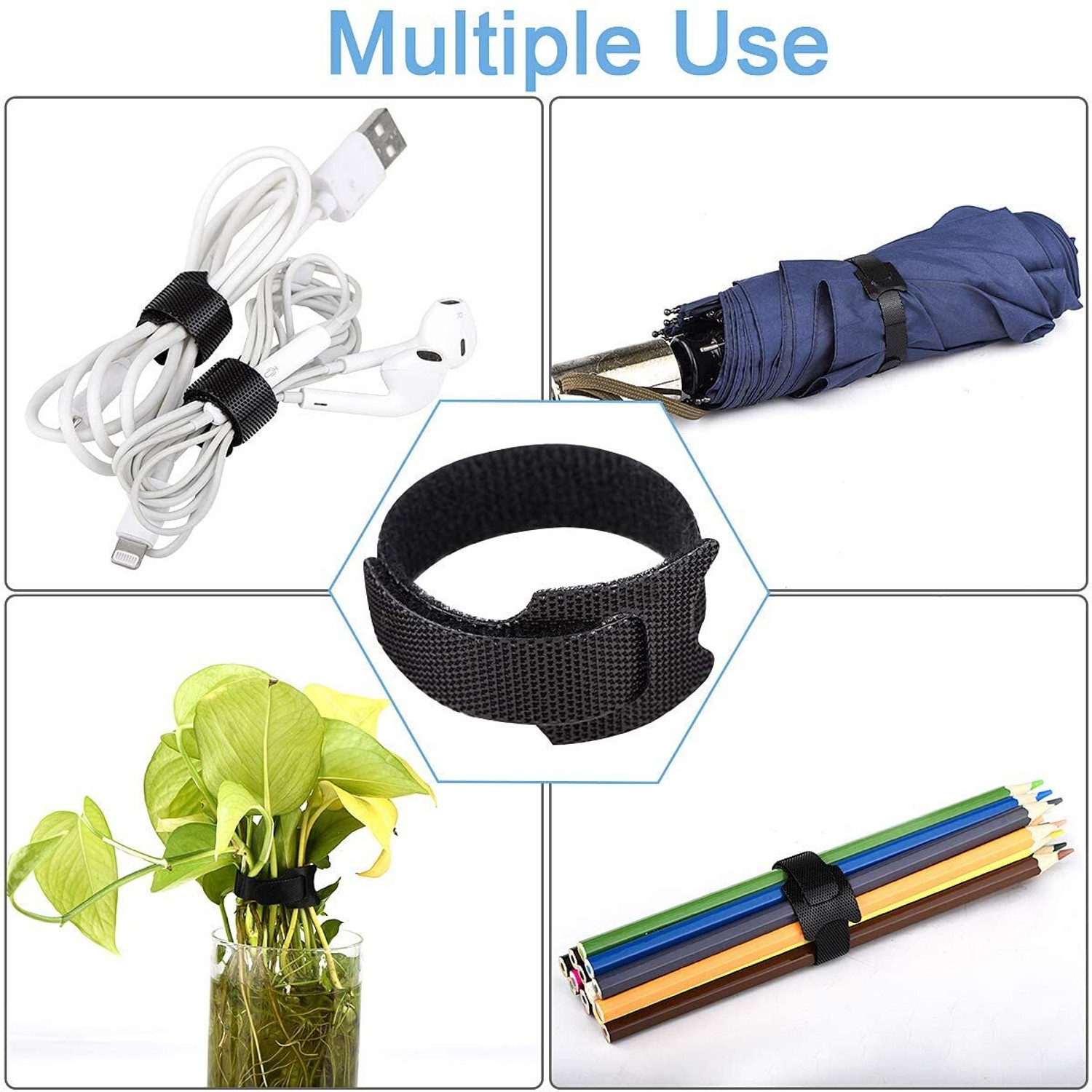 Image of Inovera Cable Organizer Hook & Loop Tape - Wire /Cord Holder Management Strap Nylon Hook & Loop Cable Tie