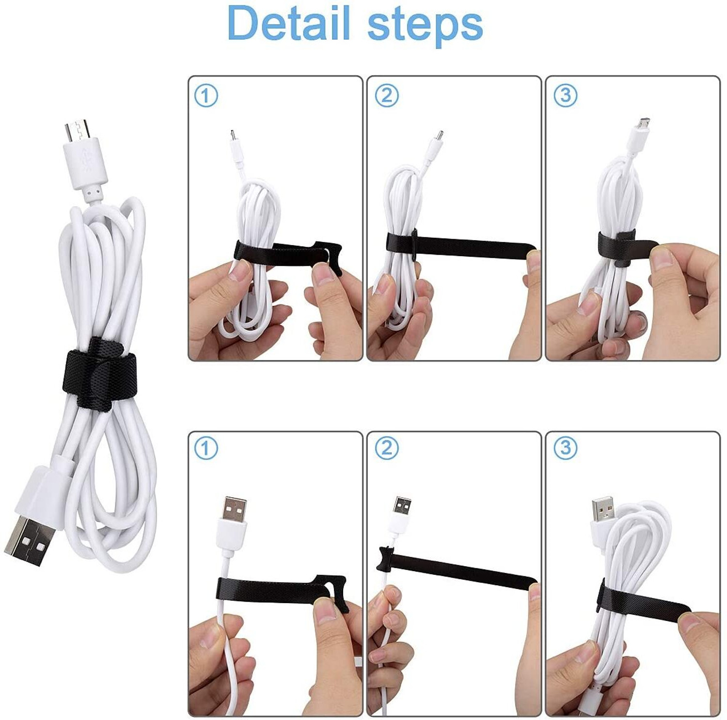 Image of Inovera Cable Organizer Hook & Loop Tape - Wire /Cord Holder Management Strap Nylon Hook & Loop Cable Tie