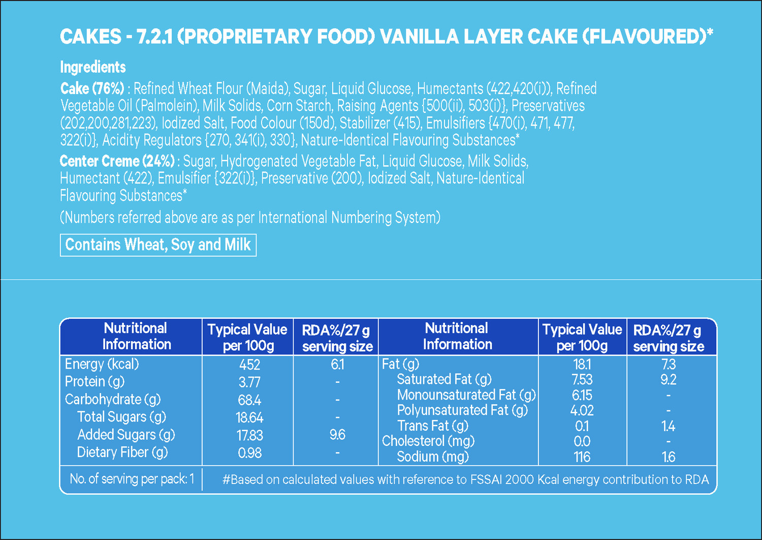 Image of MODERN Crembite Vanilla Layer Cake Eggless Vanilla Cake