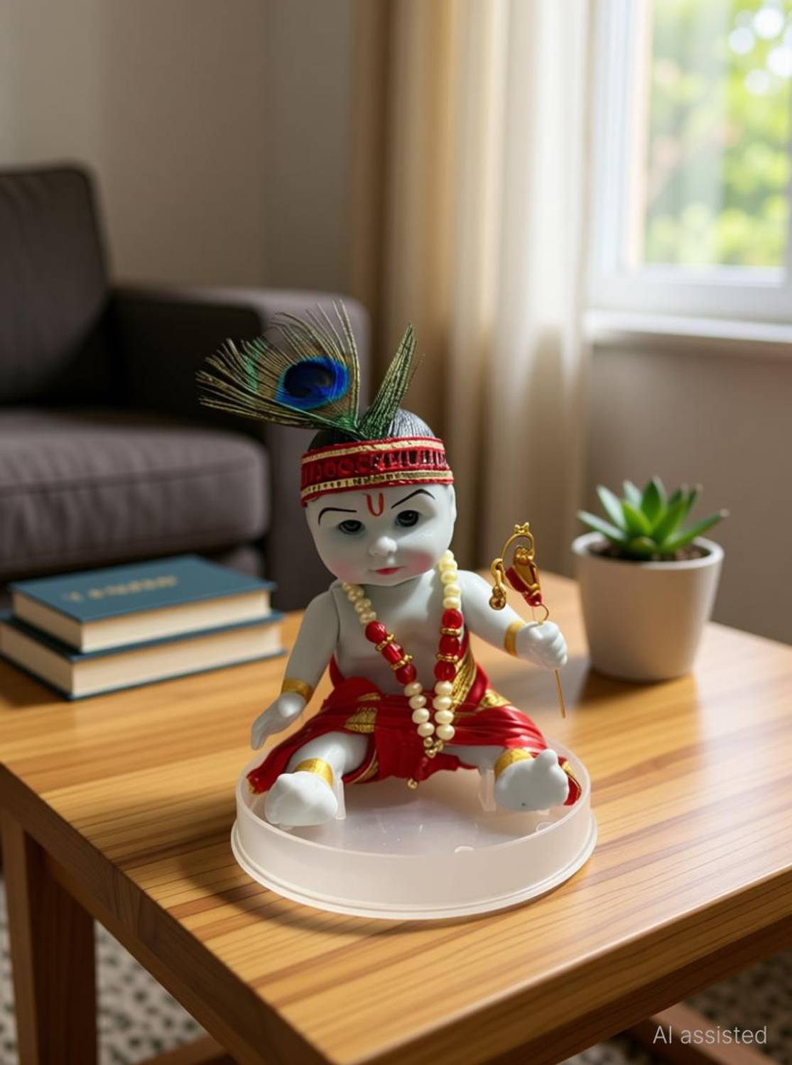 Krishna Idol krishna idol silicon Decorative Showpiece - 4 cm