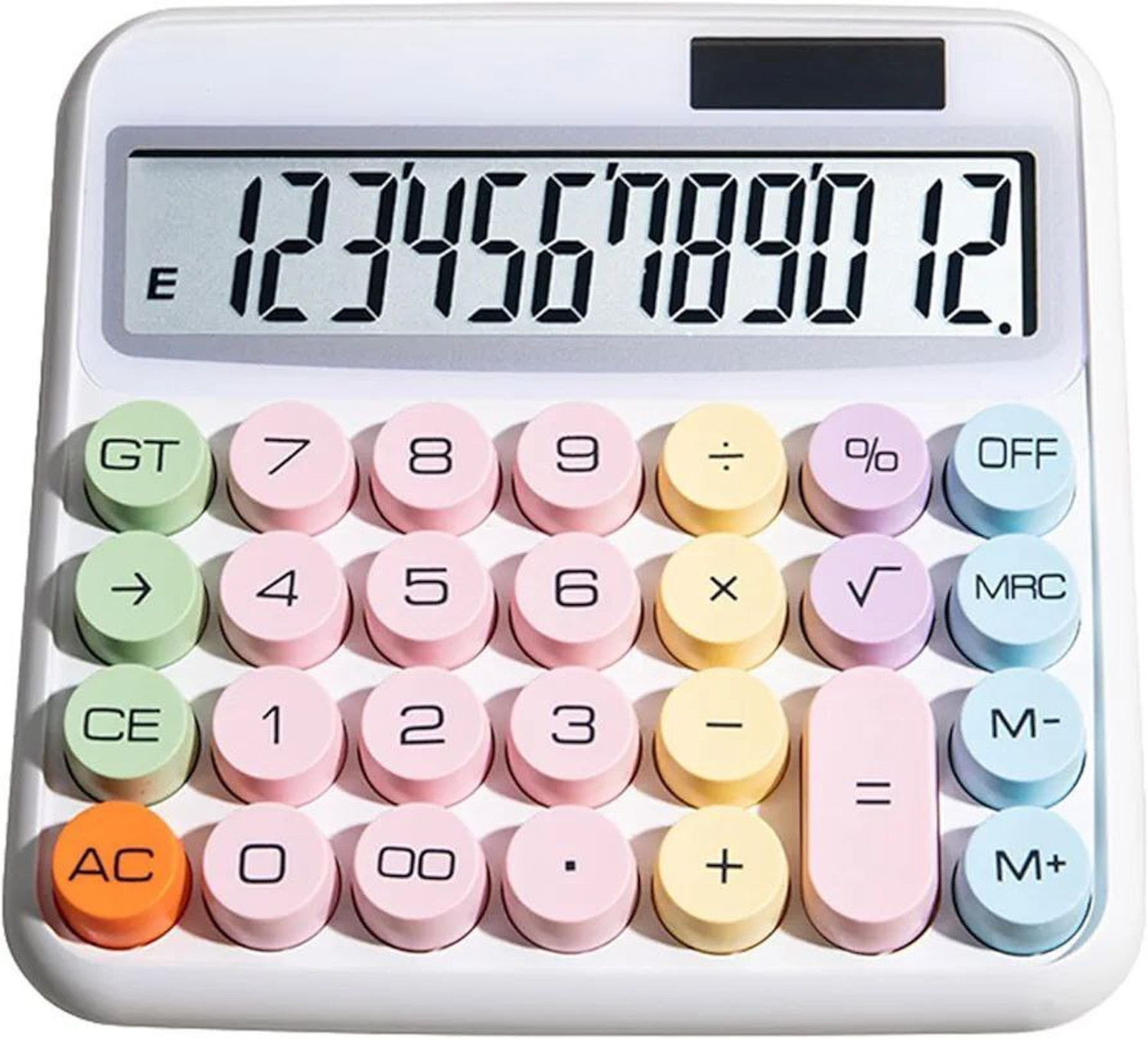 Image of PORMONO Creative Colorful Electronic Calculator Big Round Buttons Calculator Big Round Buttons, Typewriter-Inspired Mechanical Key Calculator Financial Calculator