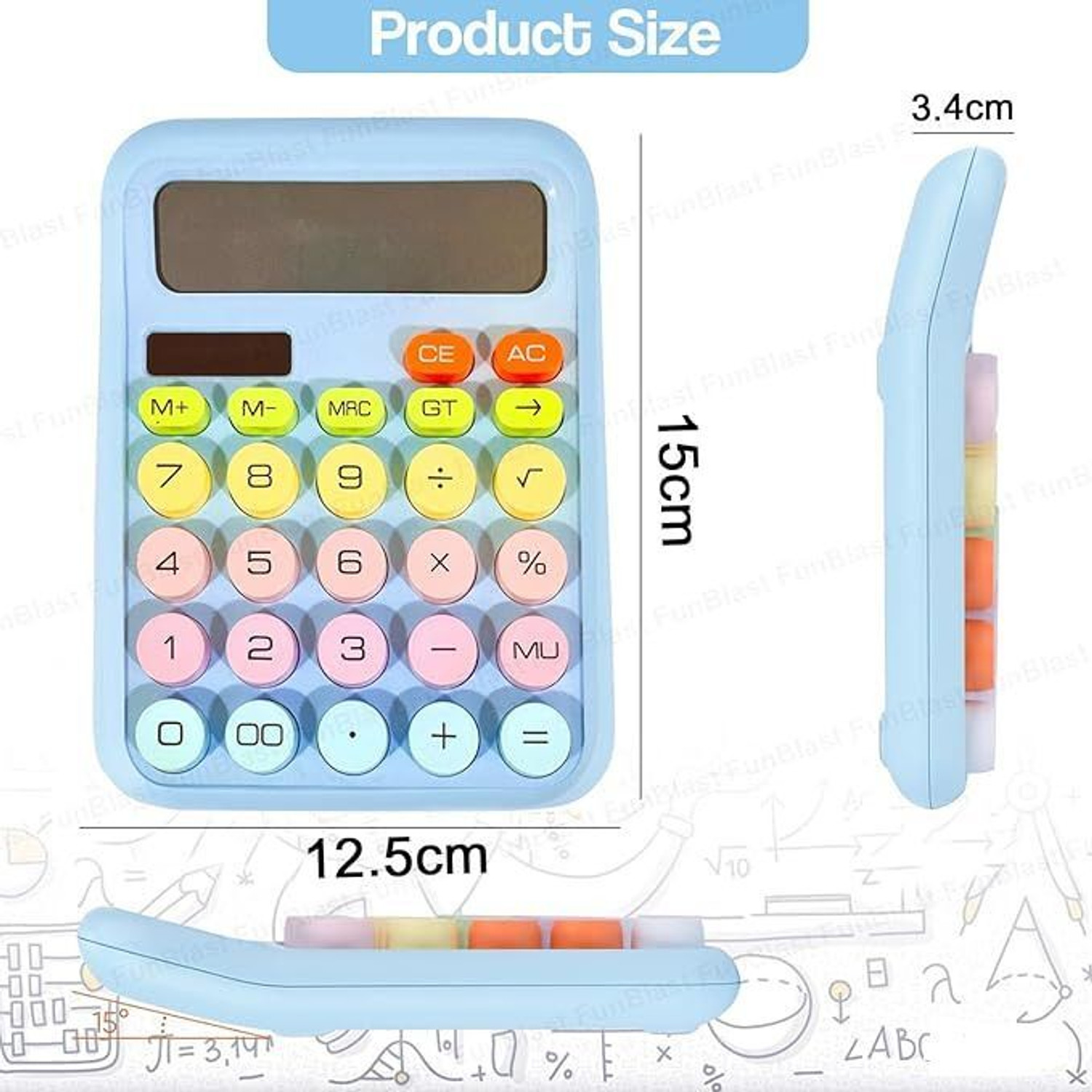 Image of EXCECAR DF-52KL0 12 Digit Desktop Colorful Calculator Basic Calculator