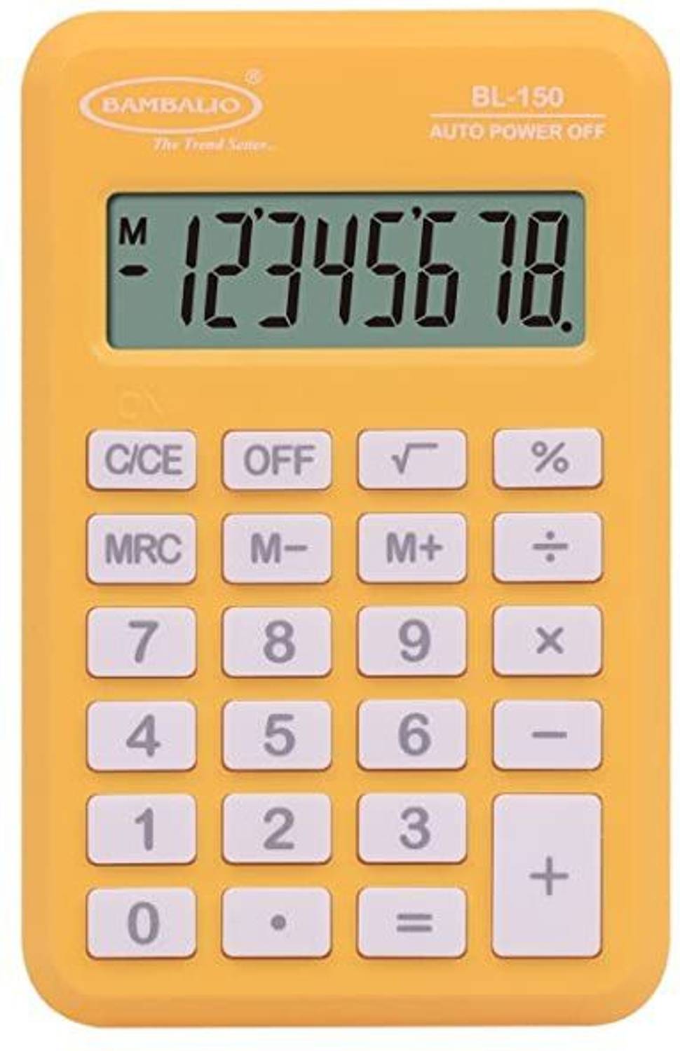 BAMBALIO BL-150 Pocket Calculator Yellow Colour 3 Years Warranty Basic Calculator