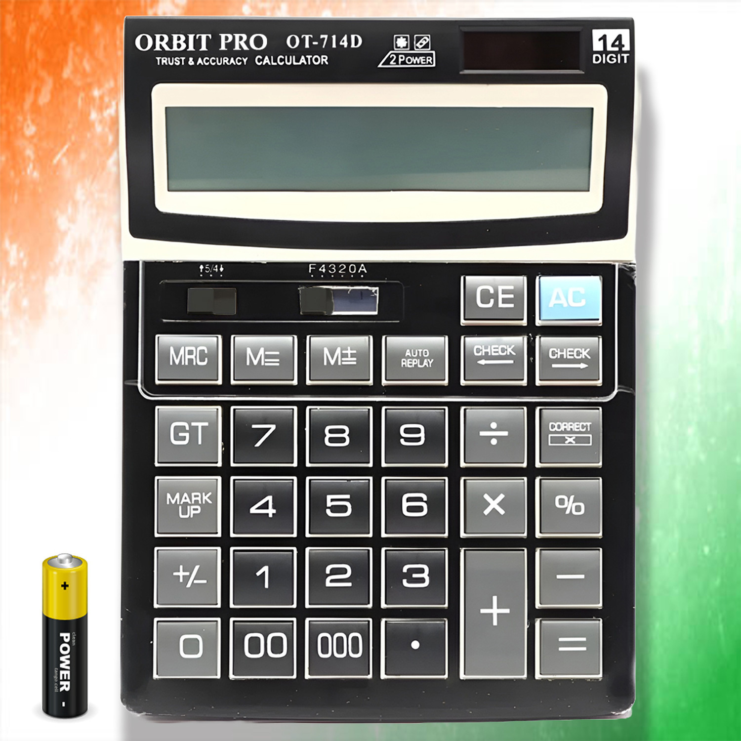 Image of ORBIT Pro 714D Financial /Commerce Calculator Solar /Battery Powered 14 Digit OT714D Financial Calculator