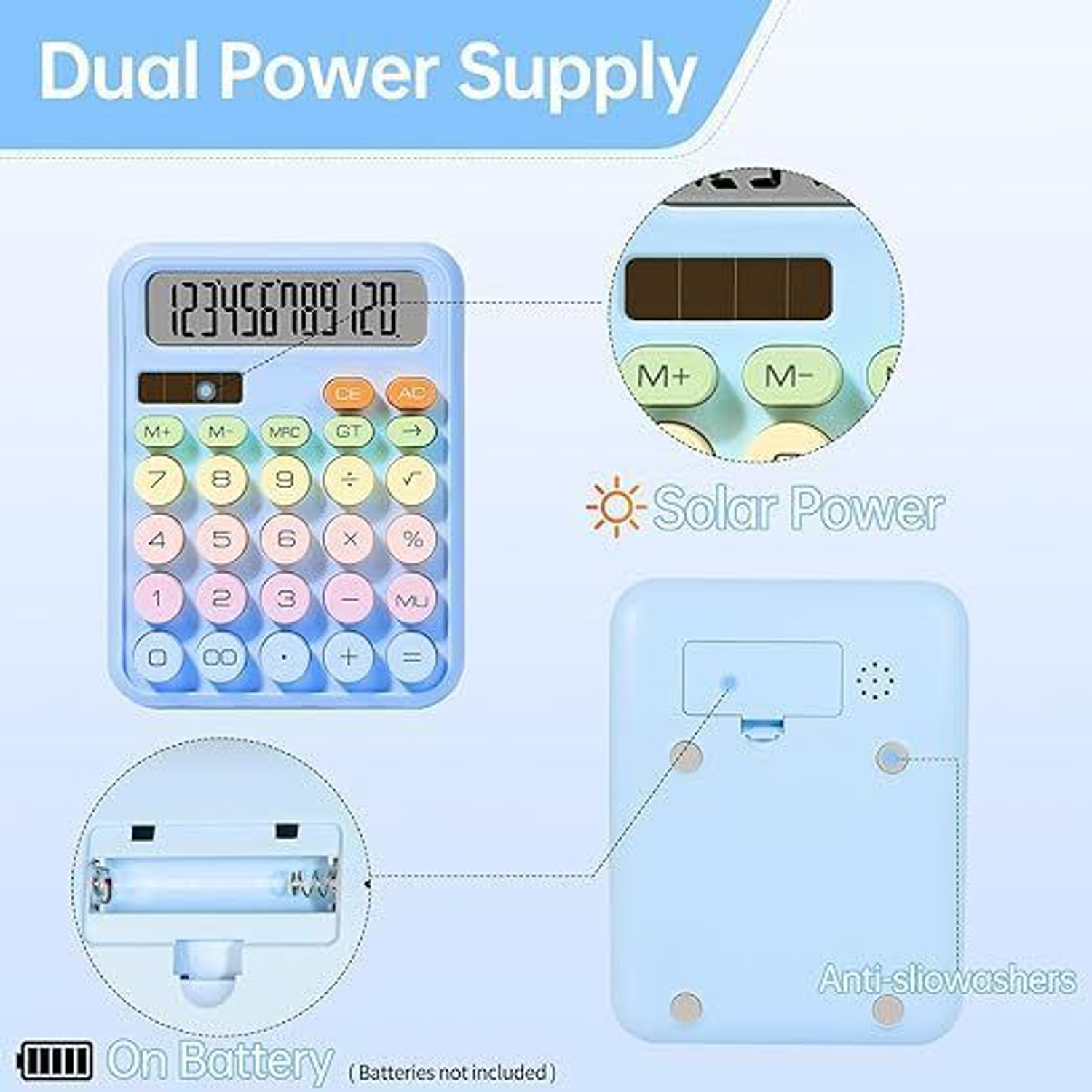 Image of EXCECAR DF-52KL0 12 Digit Desktop Colorful Calculator Basic Calculator