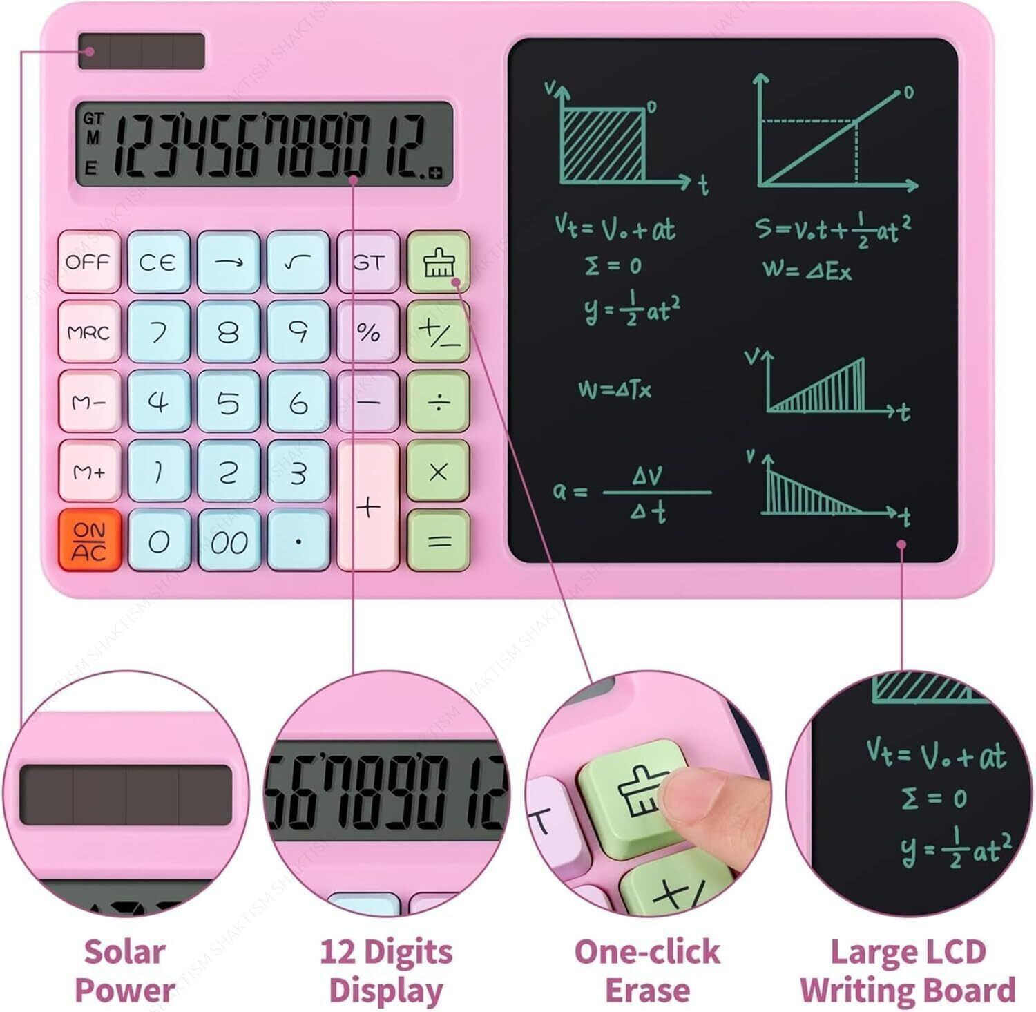 Image of Mira Agency Desk Calculator with Notepad and Stylus, 12 Digit Display, LCD Writing Tablet Multi-Function for Office, School, Home & Basic Financial, Office Accessories Basic Calculator