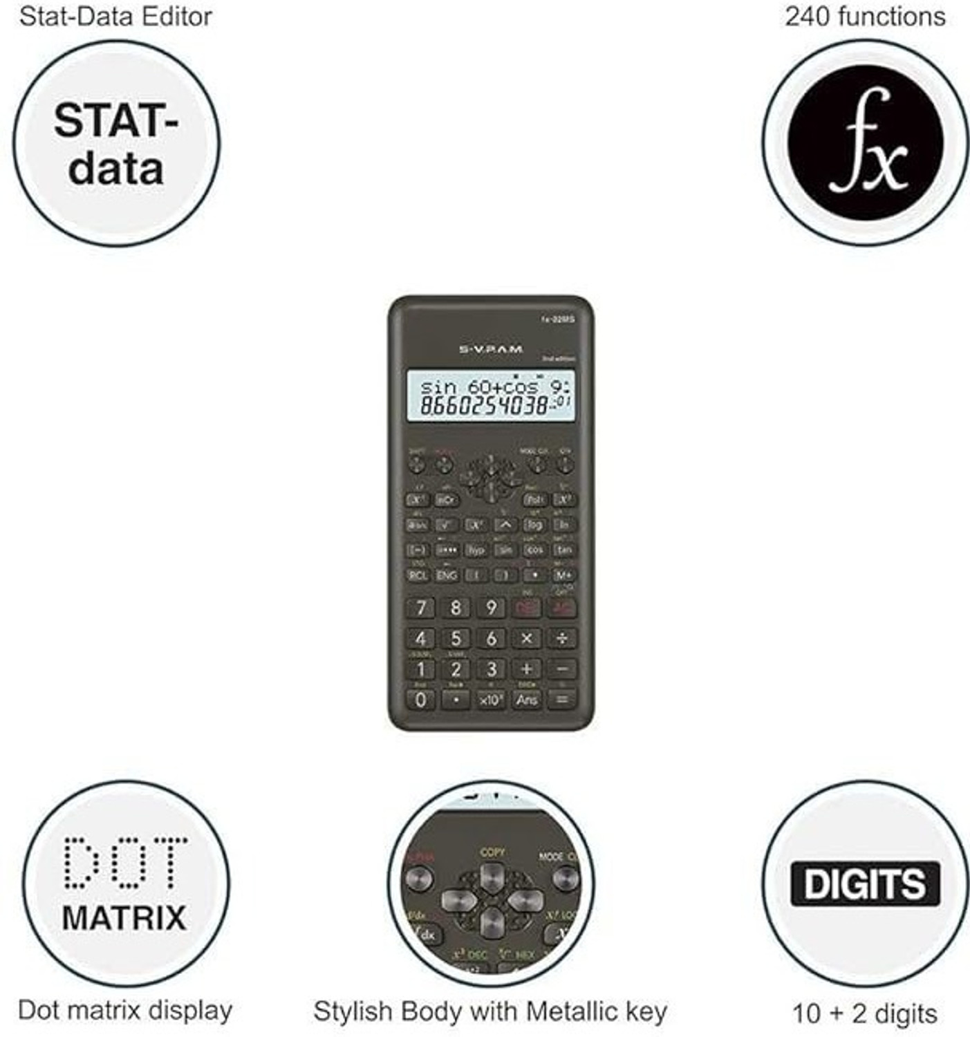 Image of Aldea Advanced Scientific Calculator FX-82MS | 2nd Gen | 240 Functions | Dual Display Scintific Scientific Calculator