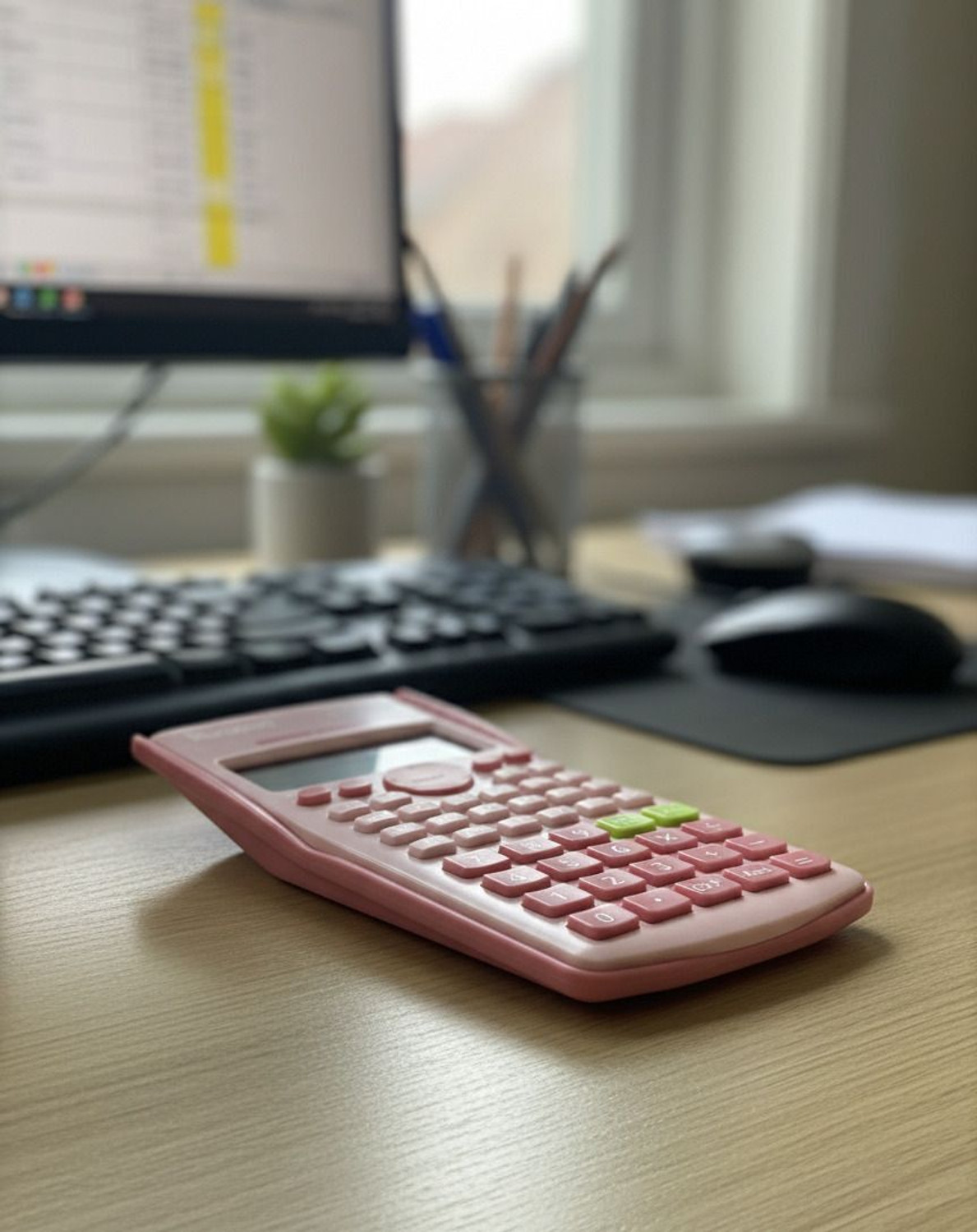Image of TeraaBliss Portable Pink Scientific Calculator | Battery Operated | Multi-Function Pocket Calculator Scientific Calculator