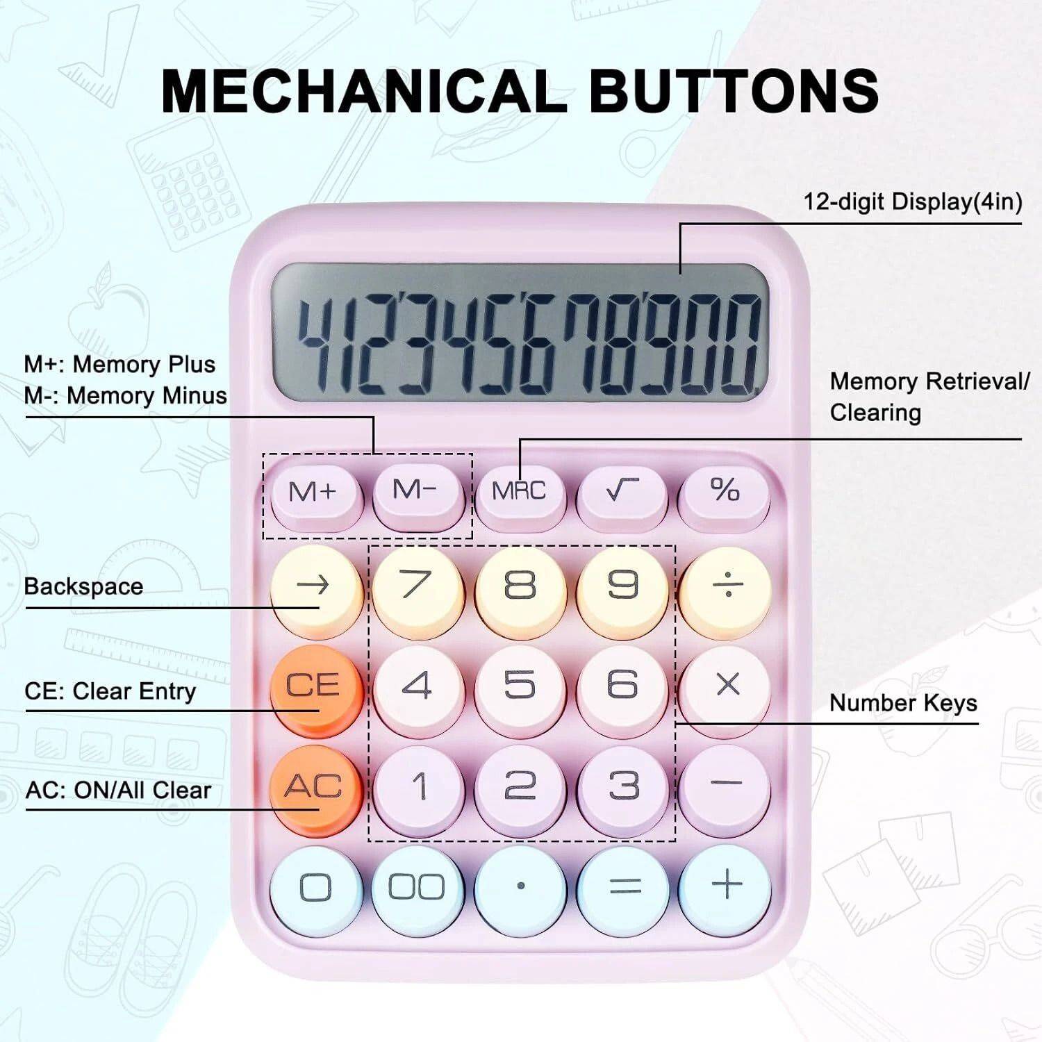 PRSVIKE 65240 12 Digit LCD Calculator - Image 3