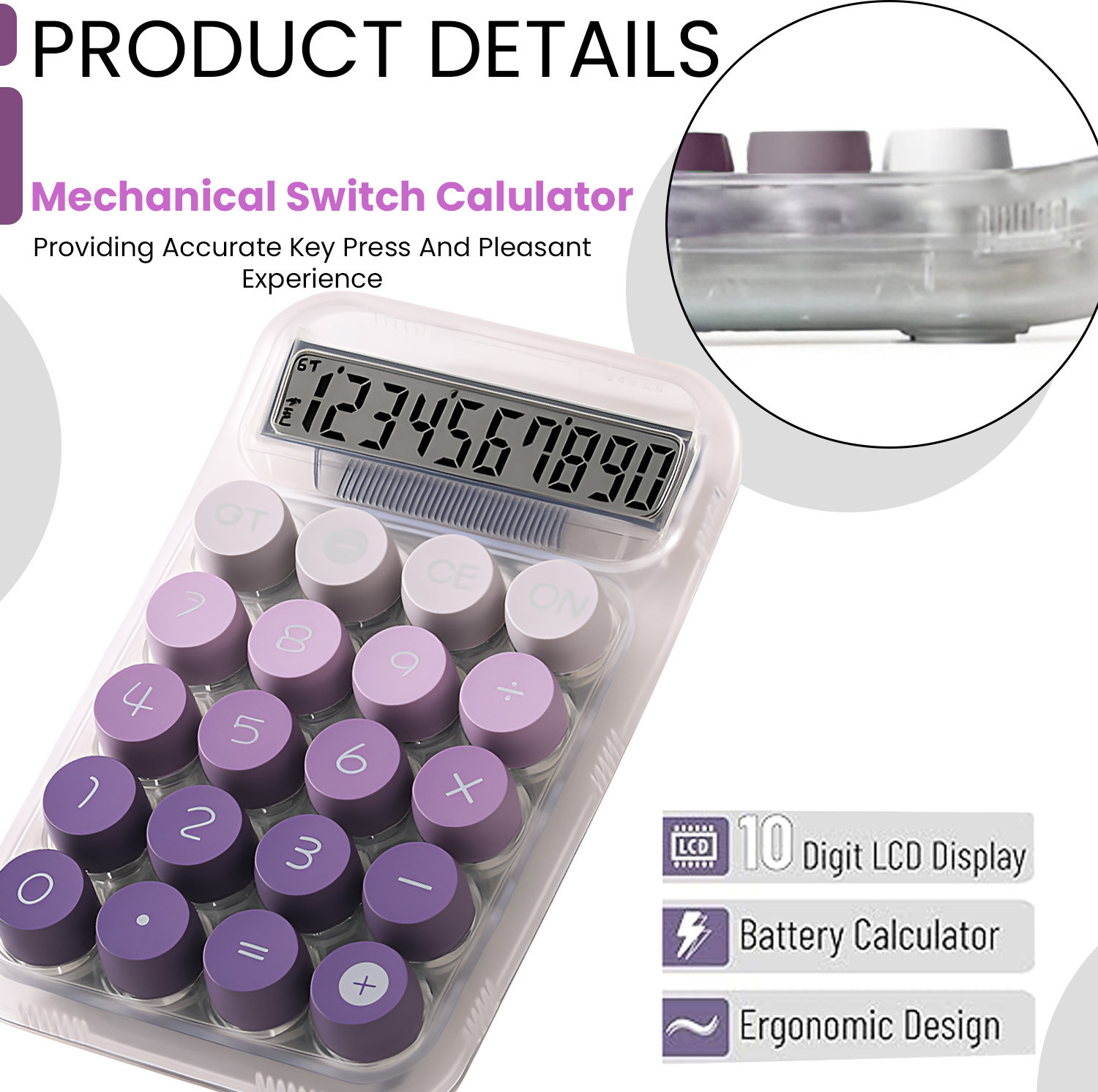 Image of SYGA 10-Digit Transparent Calculator - Stylish Cube Design for Students & Office Basic Calculator