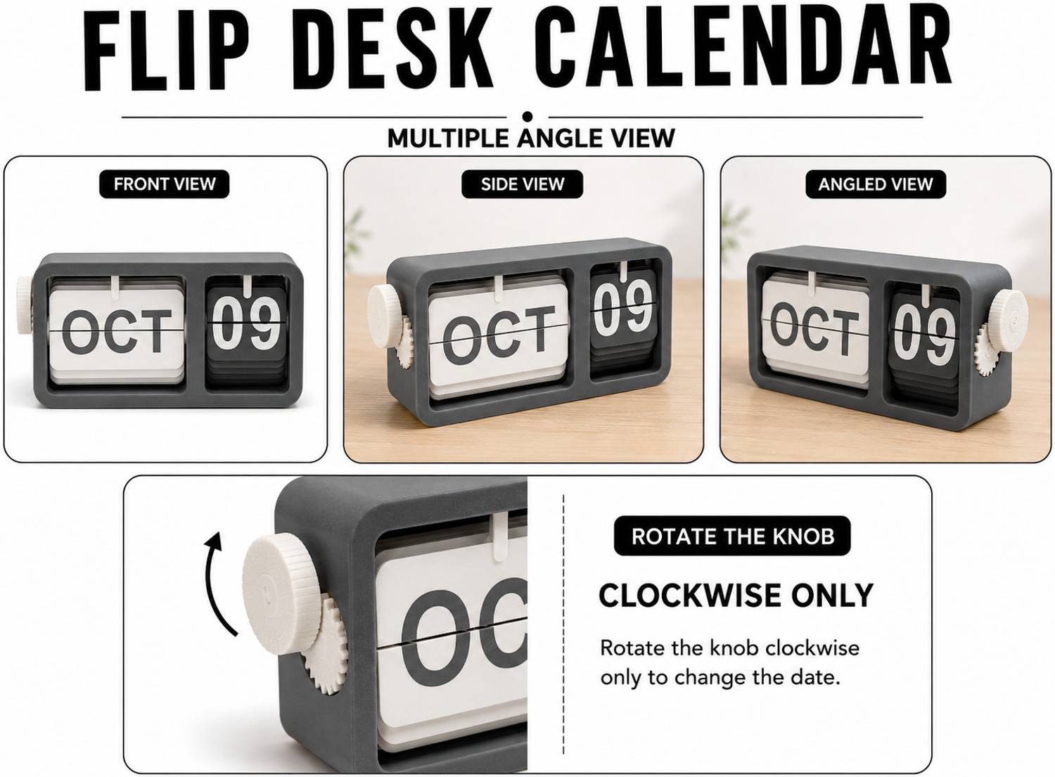 giftonique Flip Desk Calendar Gray - Image 3