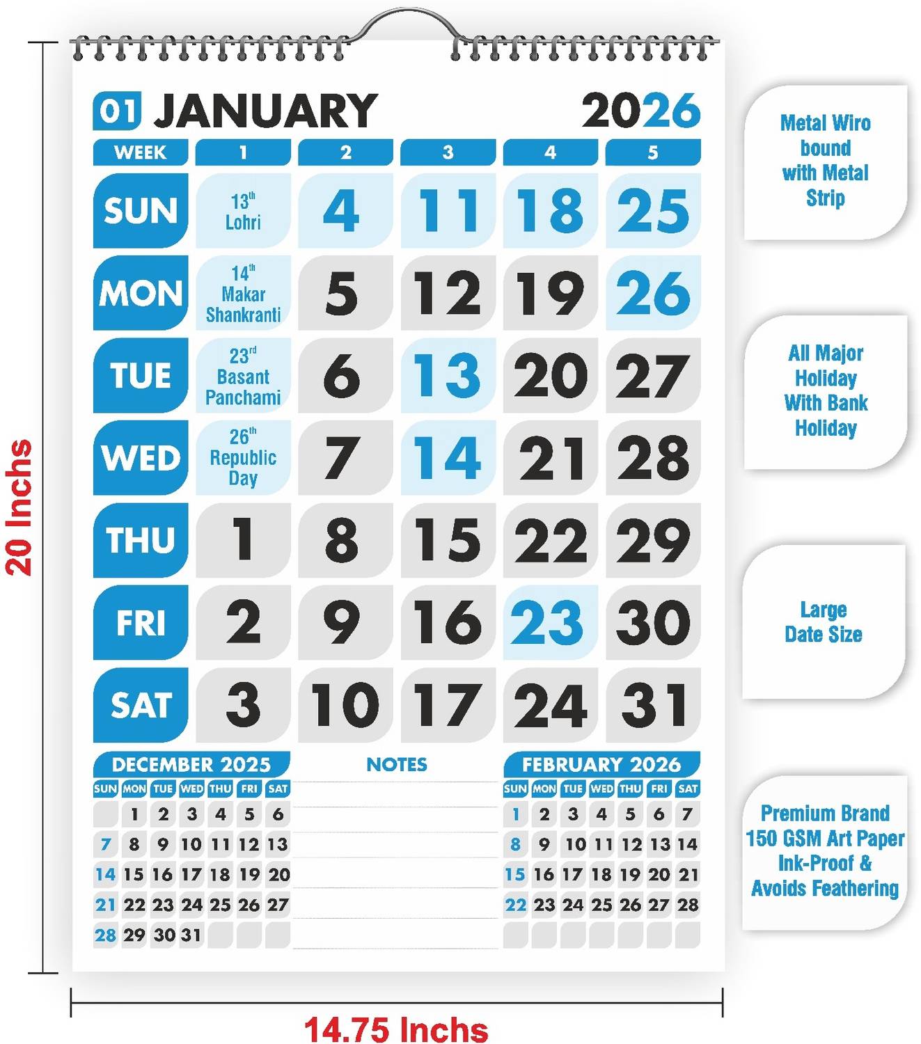 Stylven Haus 2026 Calendar | New Year Calendar 2026 Wall Calendar