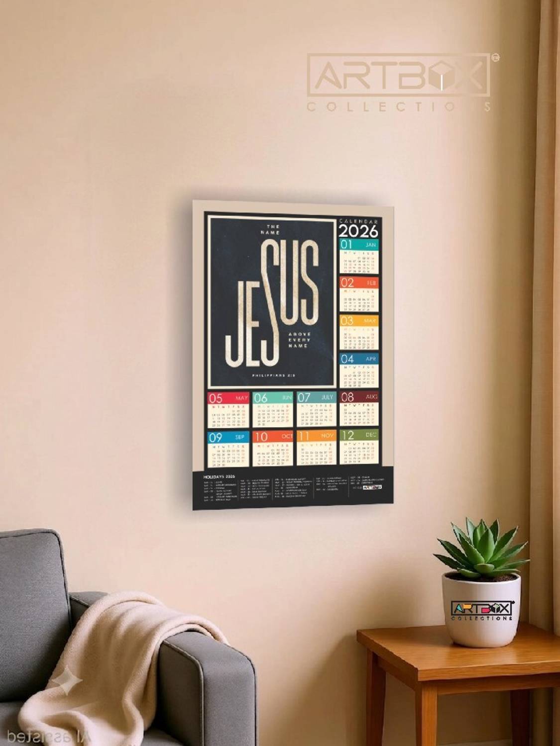 ARTBOX The Name Jesus Christ Wall Calendar 2025 (12x18) Inch 2025 Wall Calendar