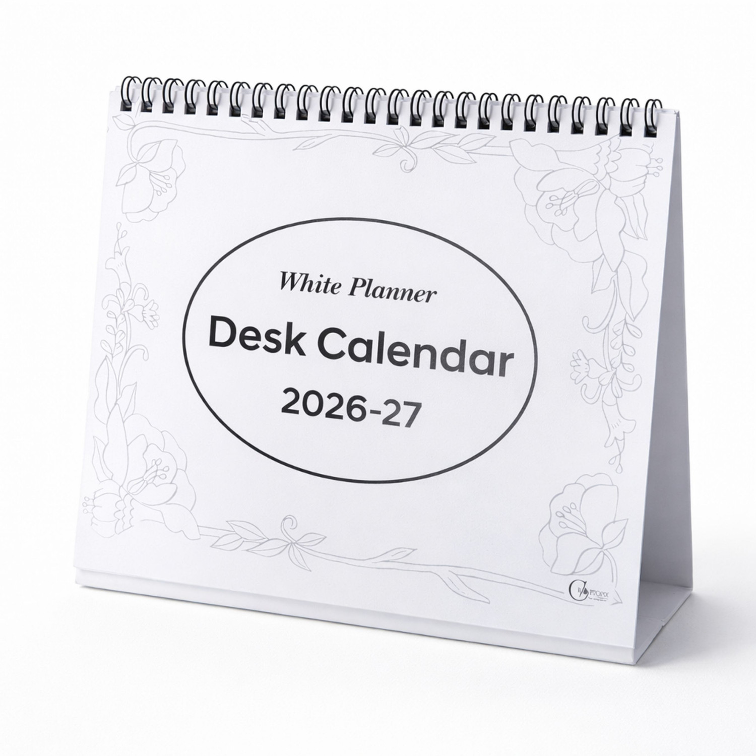 Image of CRAFTOPIX Desk Calendar01 2026-2027 Table Calendar (White, Grey, Cream, Floral Pastel Elegance)