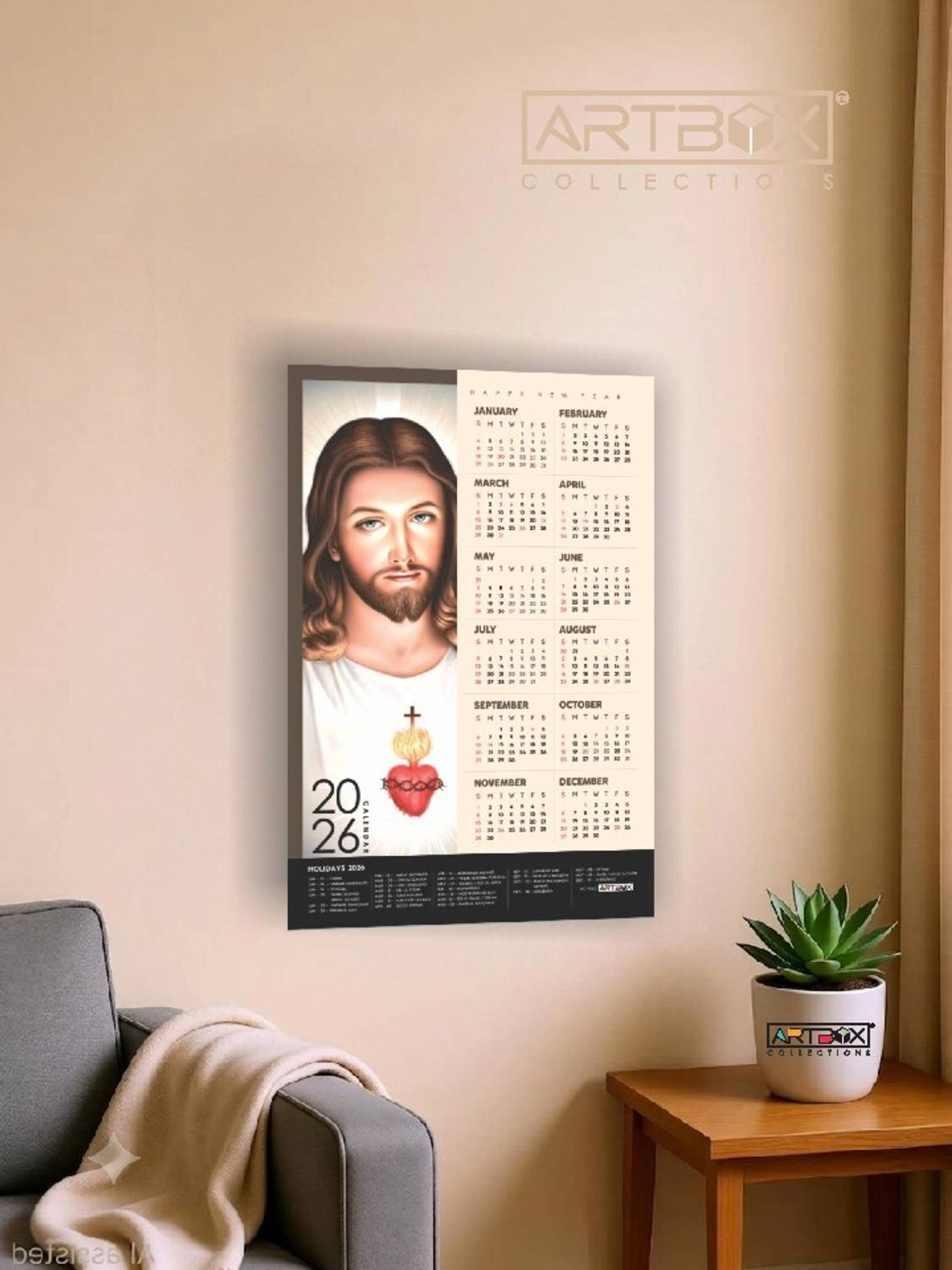 ARTBOX Holy Redeemer Jesus Wall Calendar 2025 (12x18) Inch 2025 Wall Calendar