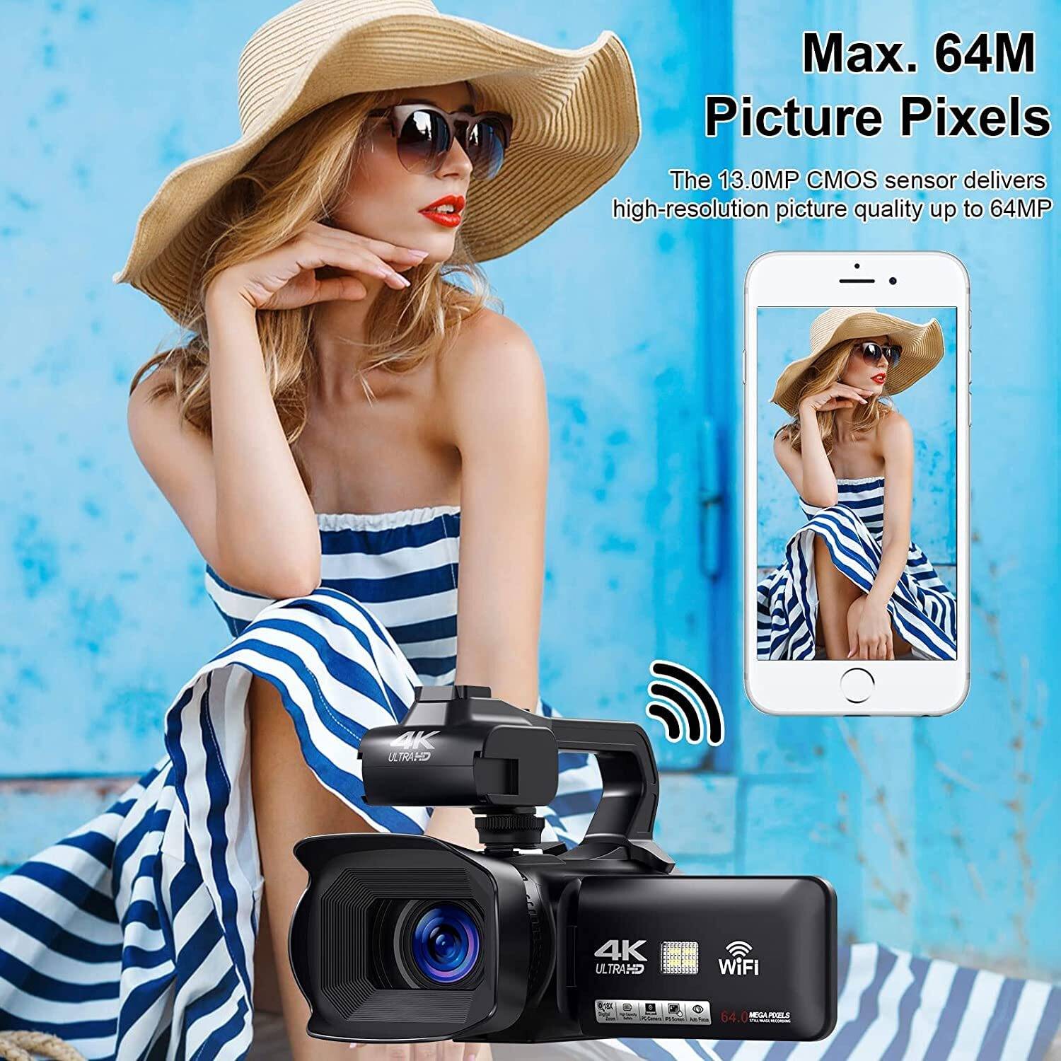 LEQTRONIQ 64MP 4K HD Auto Focus Vlogging Video Camera with 60FPS