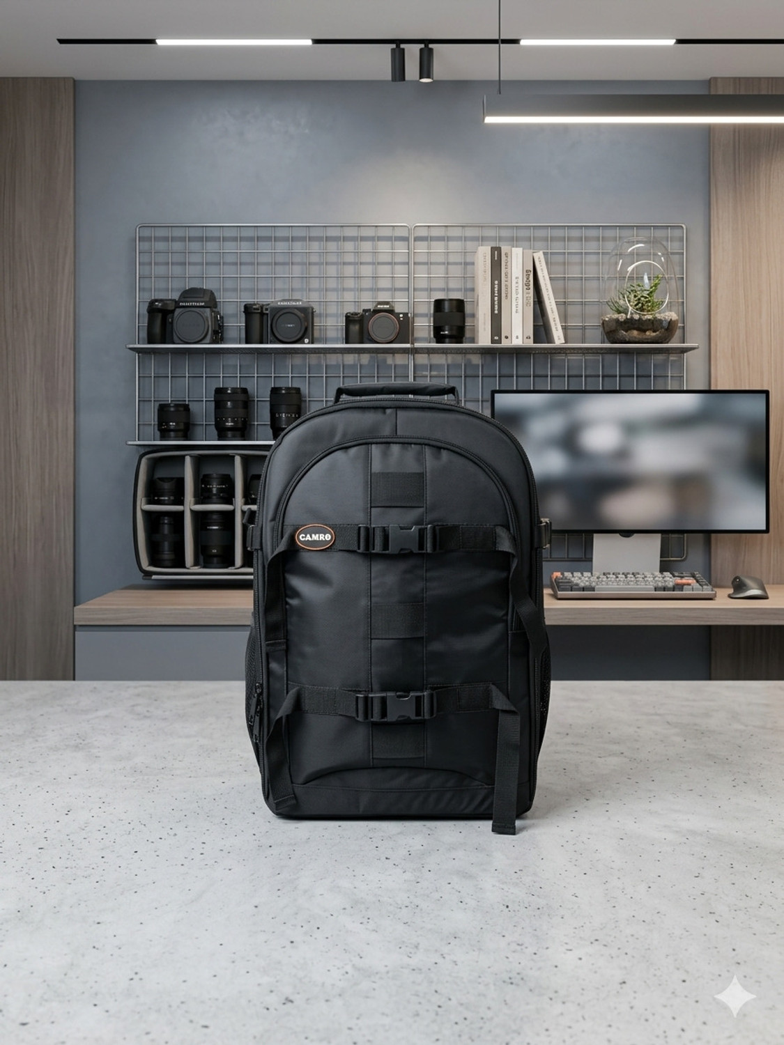 Image of Camro CB Large Dual Camera Space DSLR Camera Waterproof Backpack with Laptop pocket and Rain Cover. Adjustable Compartments. Camera Bag