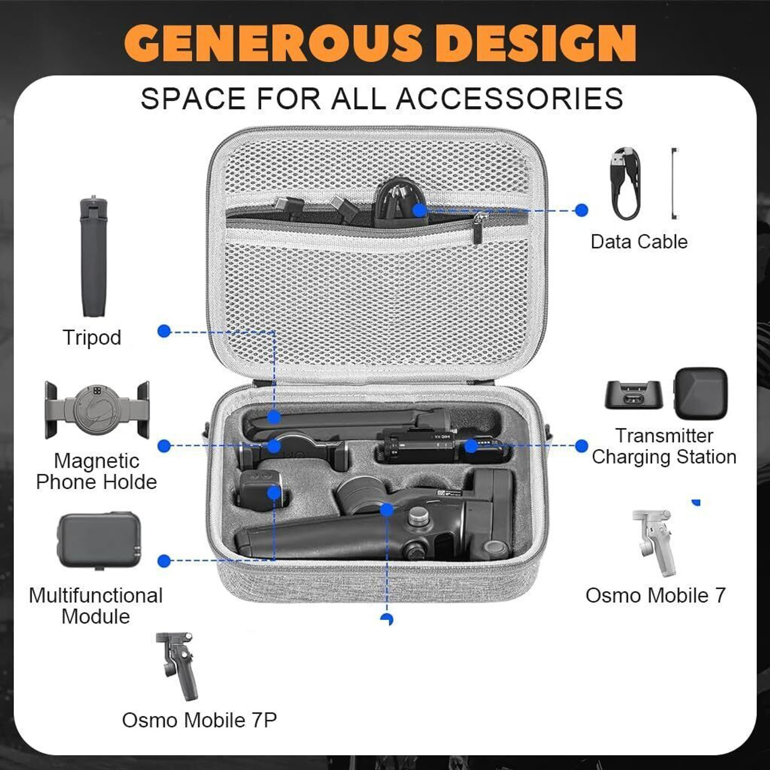 Image of gustave Osmo Mobile 7P Carry Case Portable Shoulder Bag for DJI Gimbal Dark Grey Camera Bag