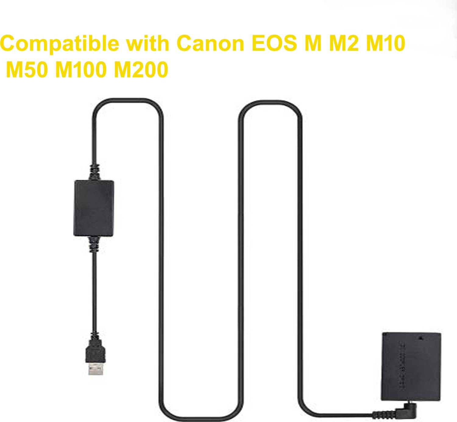 Coupleur DC LP-E12 Dummy Battery + Adaptateur AC Pour Canon EOS M, M50, M100, M200, M50 Mark II