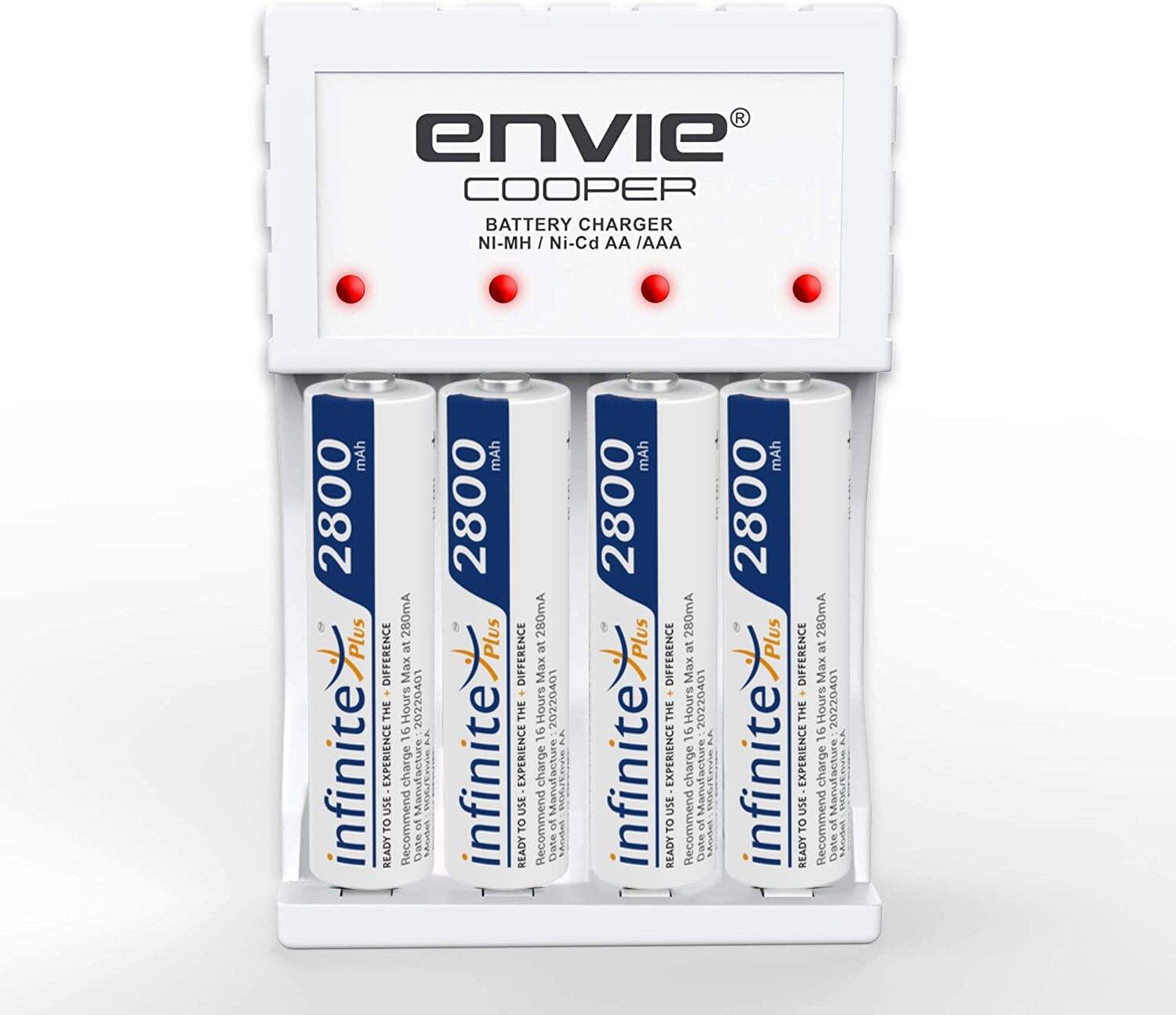 Envie Ultra Fast Charger ECR 20MC with 4 nos of AA 2800 mAh Rechargeable Batteries | for AA & AAA Ni-Cd & Ni-mh Rechargeable Batteries with LED Indicator Camera Battery Charger