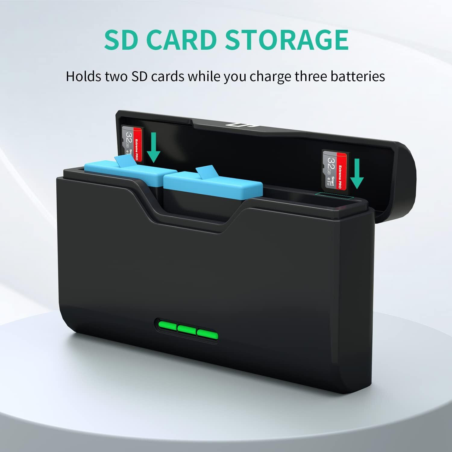 Image of Power Smart 3-Channel USB Charger for GoPro Hero 11 /10 /9 /8 /7 /6 /5 Battery with Type-C Cord Camera Battery Charger