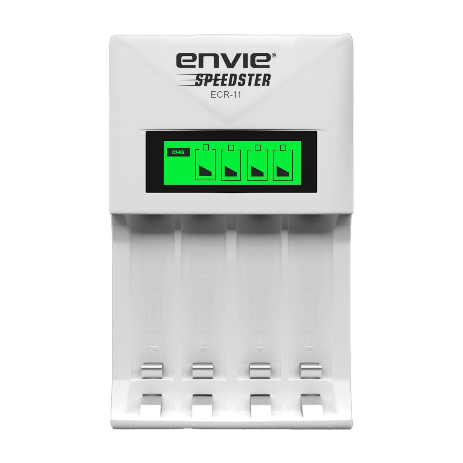 Envie Ultra Fast Charger ECR 11 | For AA & AAA Ni-mh Rechargeable Batteries | With LCD Display | 1800MA Output Current (White) (ECR 11) Camera Battery Charger