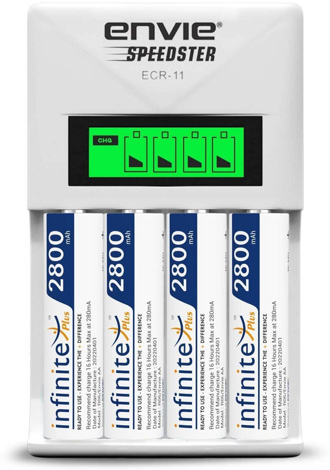 Envie Speedster ECR-11 + 4xAA 2800 Ni-MH rechargeable  Camera Battery Charger