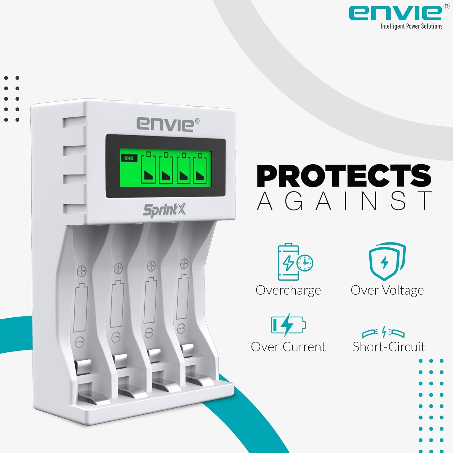 Image of Envie ECR 11 MC Ultra Fast Charger With 4 x AAA 1100 Infinite Plus rechargeable Camera Battery Charger (White)