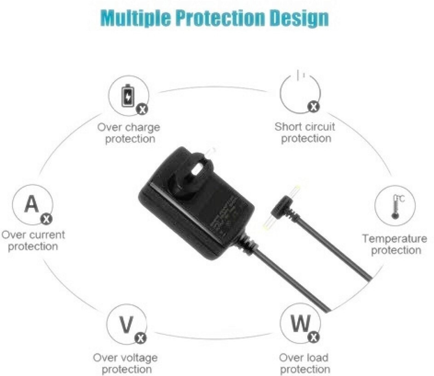 Image of Microtech 9V 1A DC Power Adapter AC to DC SMPS Power Supply 9 Volt 1 Amp Adaptor Charger Worldwide Adaptor
