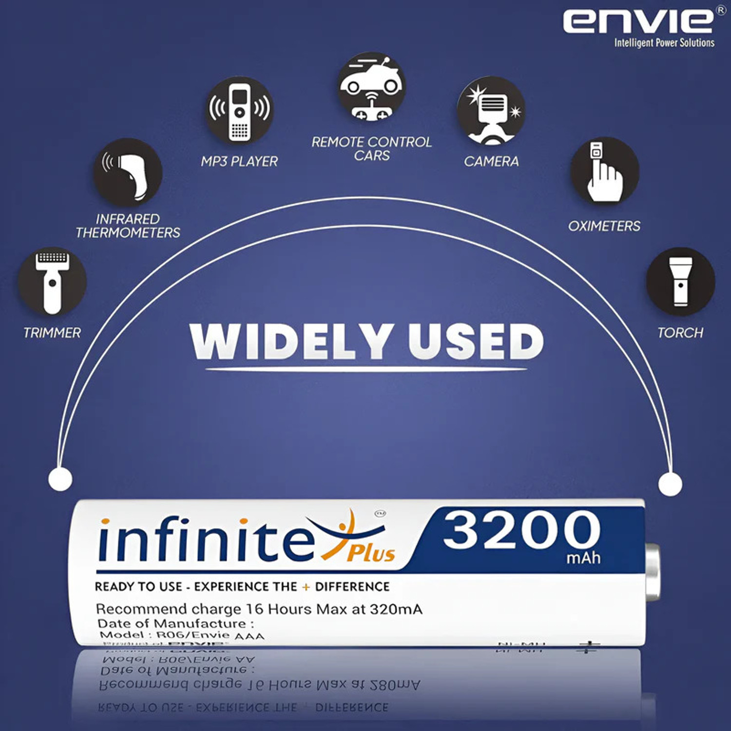 Image of Envie AA3200RTU 4PL Infinite Plus AA 3200mAh Ni-MH Rechargeable Ready to Use Battery Camera Ni-MH Battery