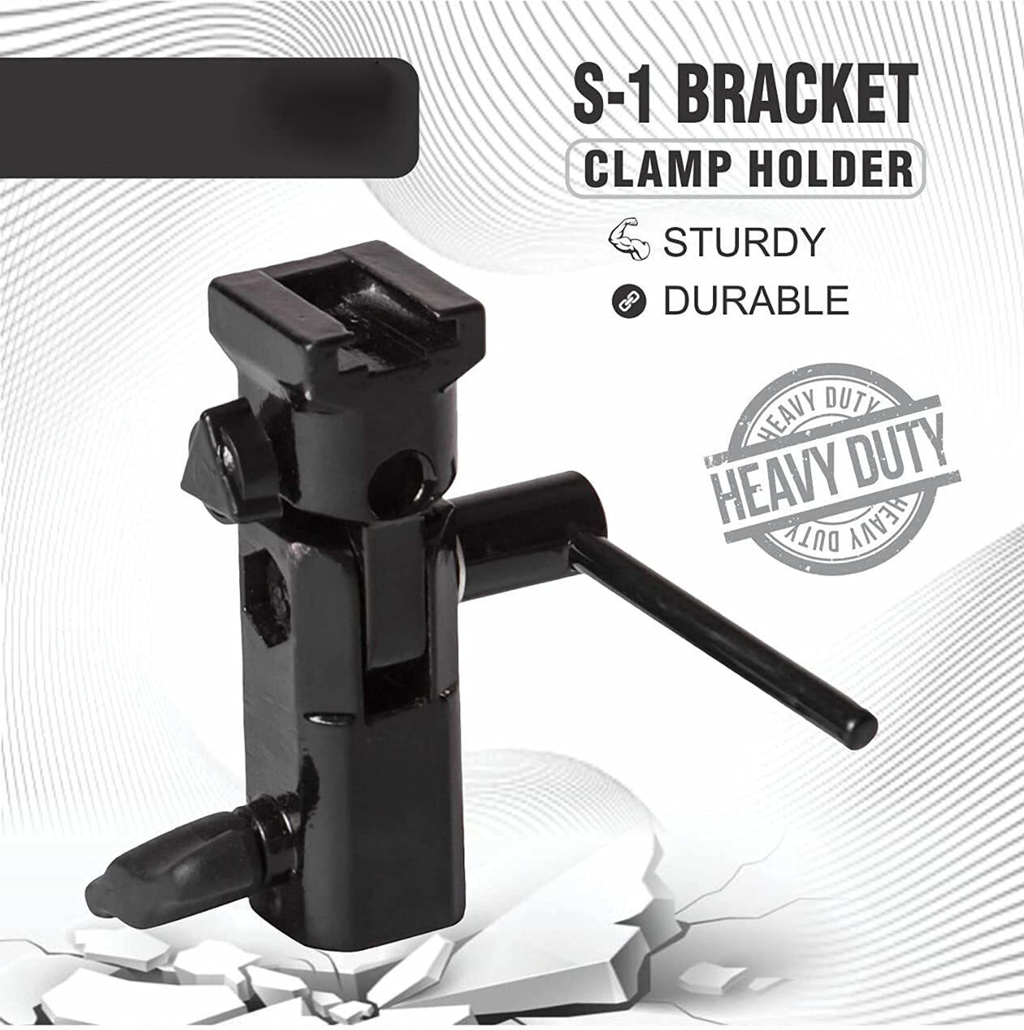 Image of Hiffin S1 Umbrella Bracket Heavy Duty Flash Light Stand Umbrella Holder B Bracket Speedlite Holder (CNC Aluminium) in Black Color Folding Flash Bracket