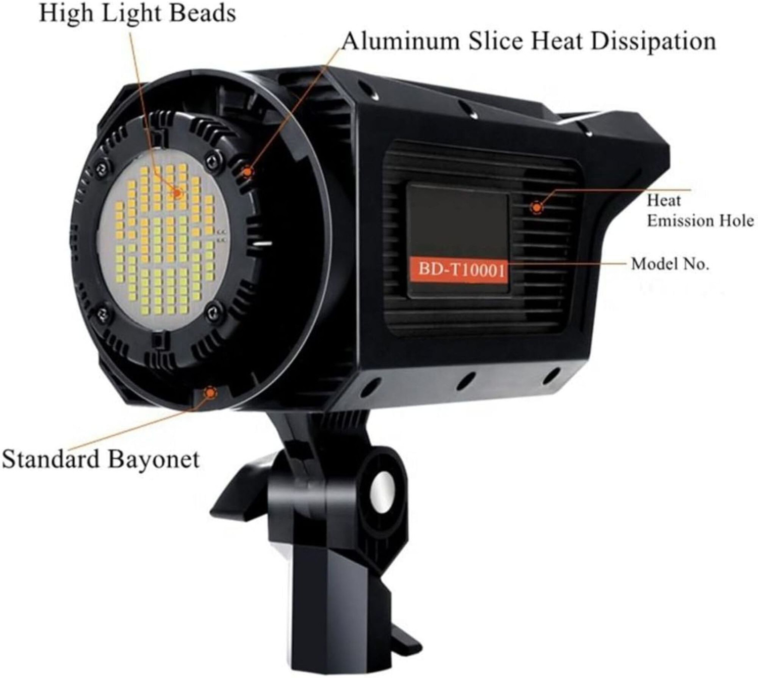 Image of fotokina BEDIRO BD-T1001 100W LED Video Light for Photography /YouTube, Bowens Mount 1 lx Camera LED Light