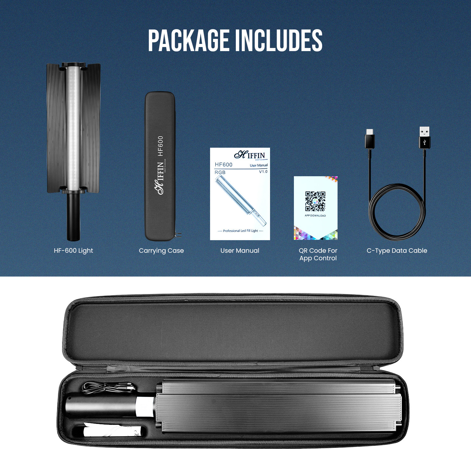 Image of Hiffin HF-600 RGB LED Light Stick for Photography, 25 Fx Light Effect, 5200mah Battery 6000 lx Camera LED Light