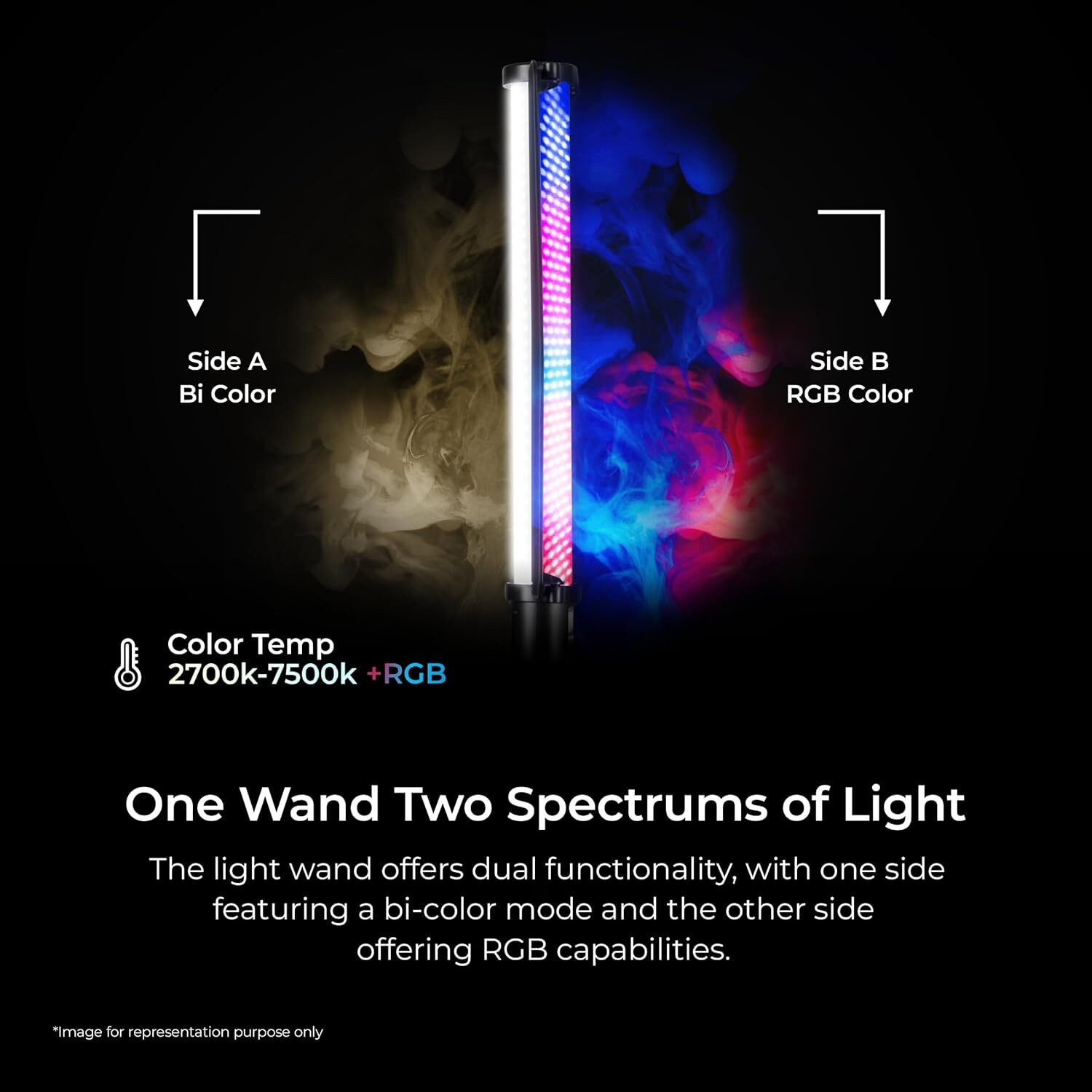Image of DIGITEK DSL-600 RGB Portable Handheld RGB LED Light Wand with Grid, Diffuser & Barn Door 120 lx Camera LED Light